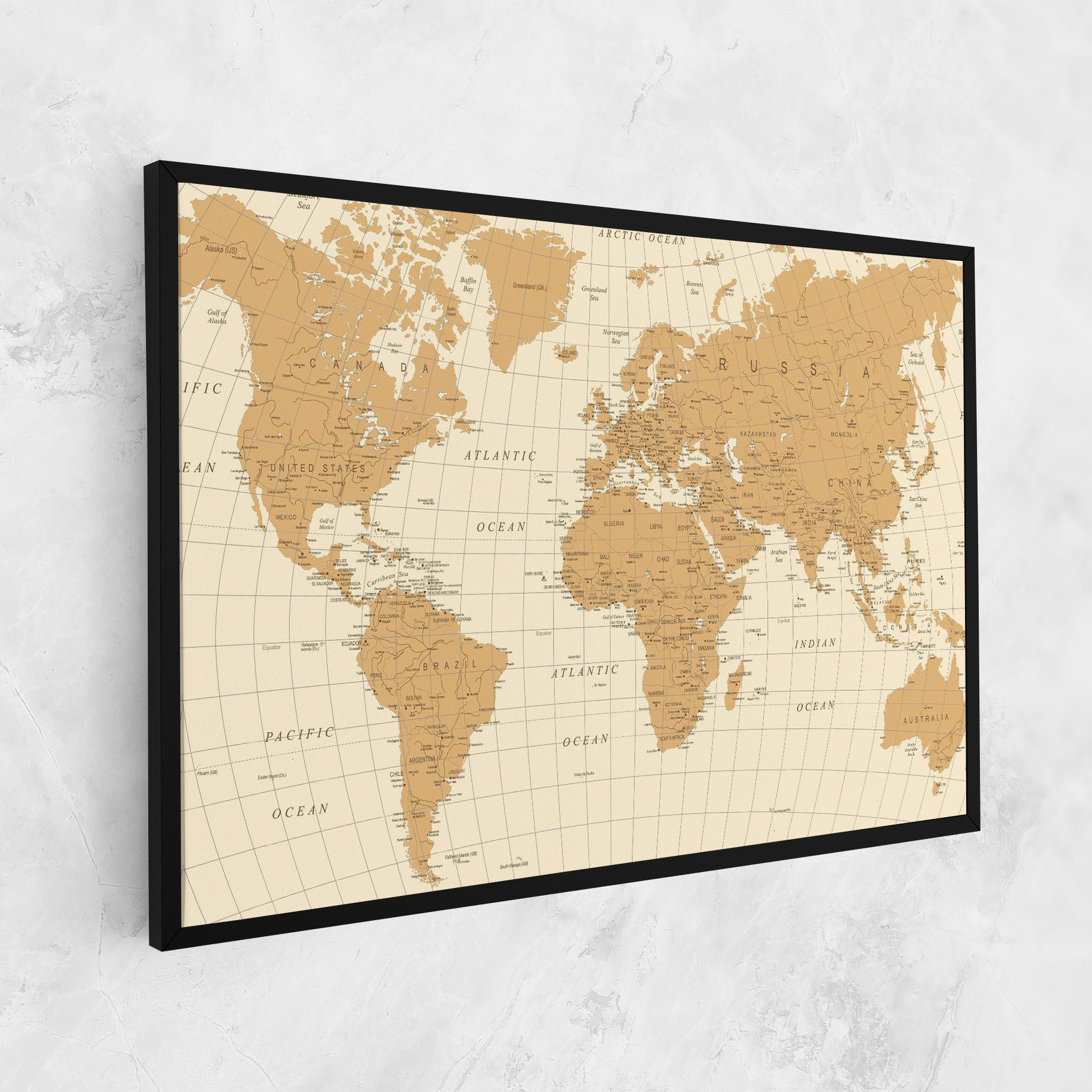 Tablou Canvas Old Map Cream mockup 1
