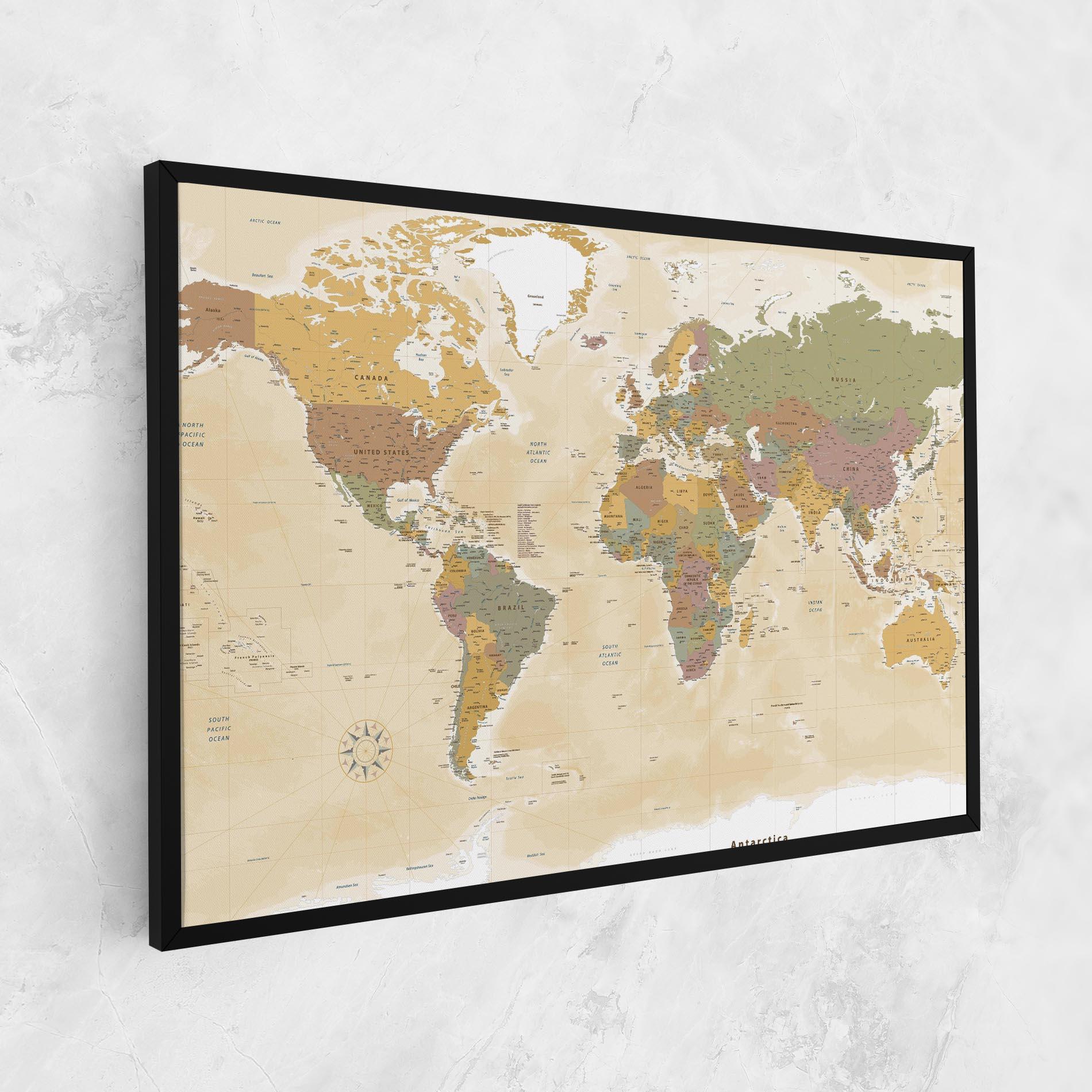 Tablou Canvas World Map Vintage mockup 1