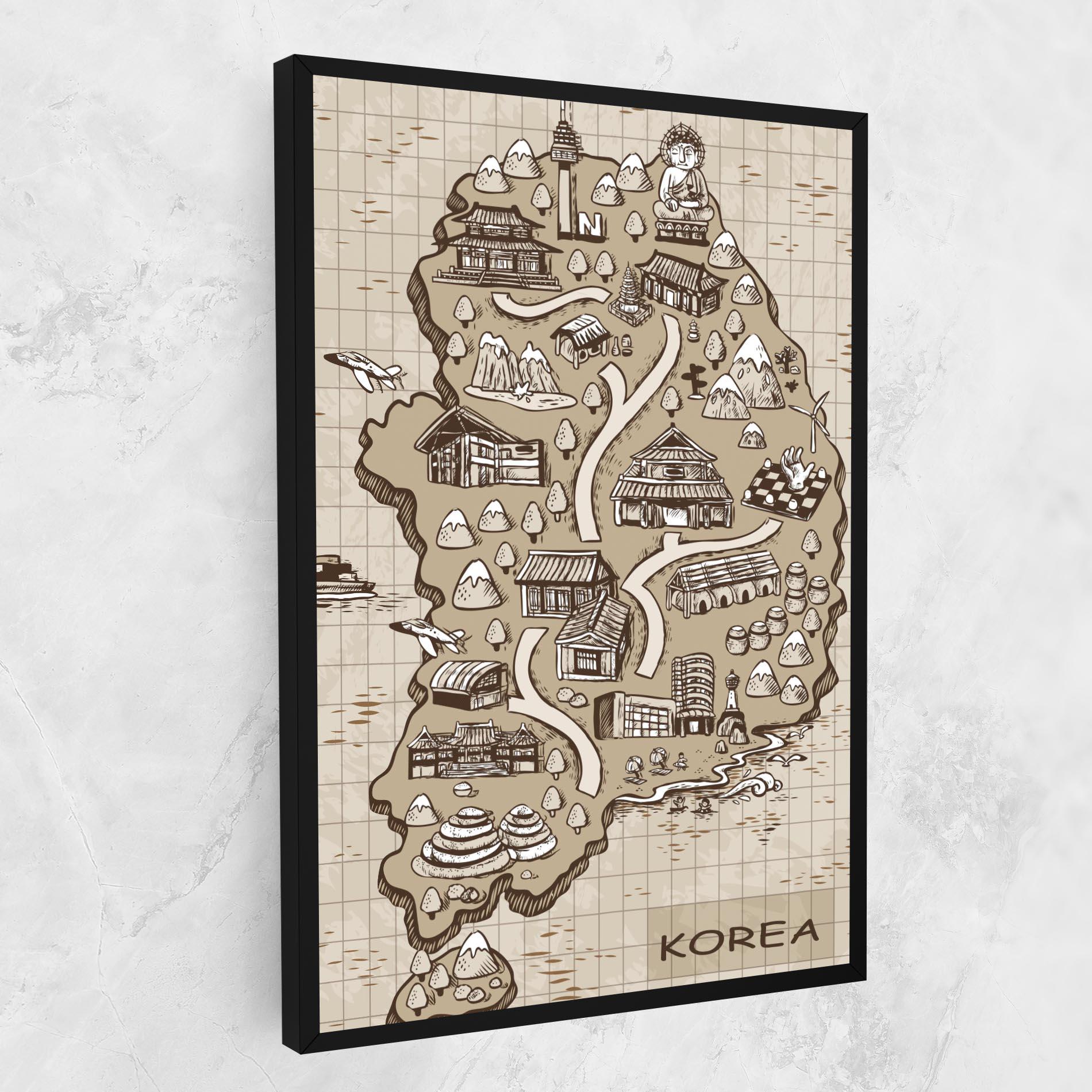 Tablou Canvas Old Korea Map mockup 1