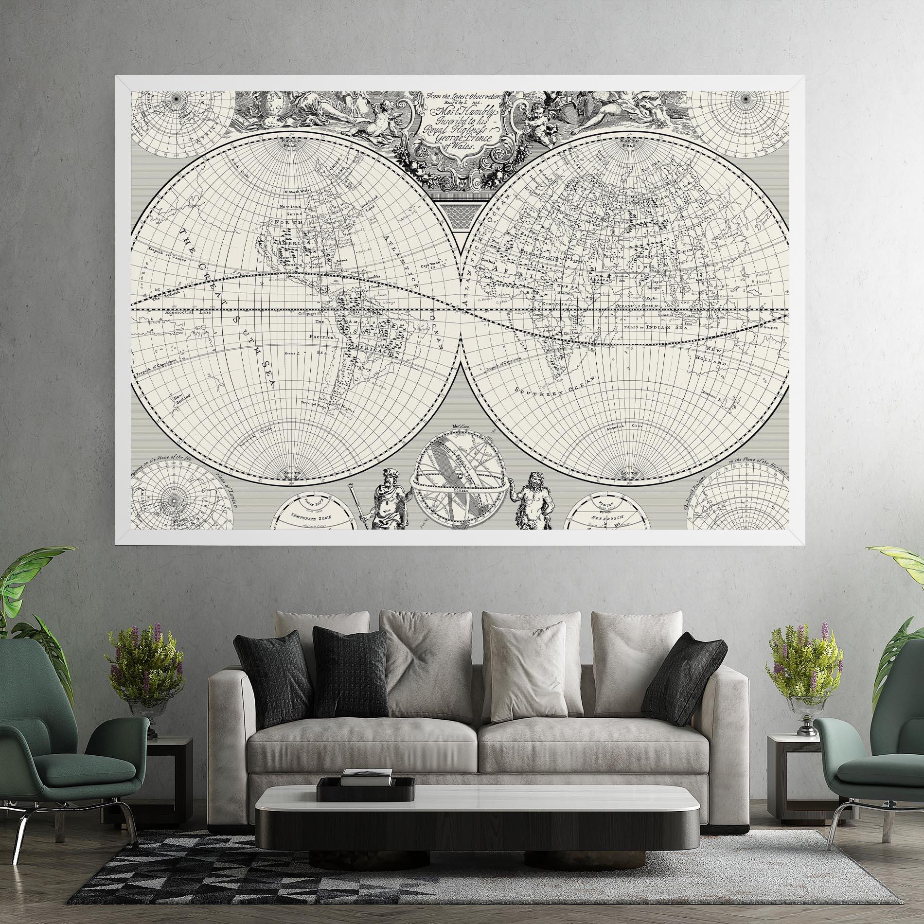 Tablou Canvas Black White Map mockup 7