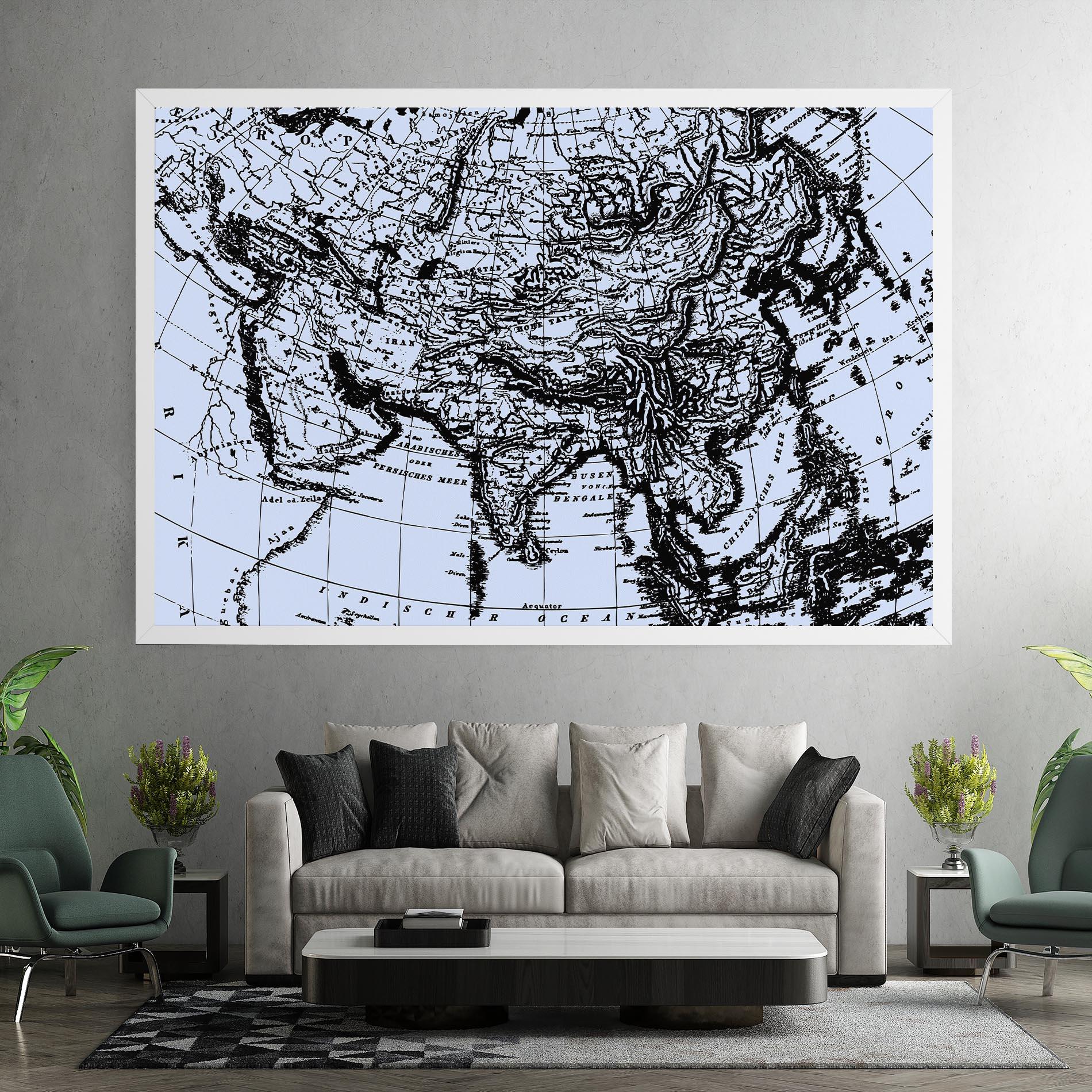 Tablou Canvas Blue Old Map mockup 7