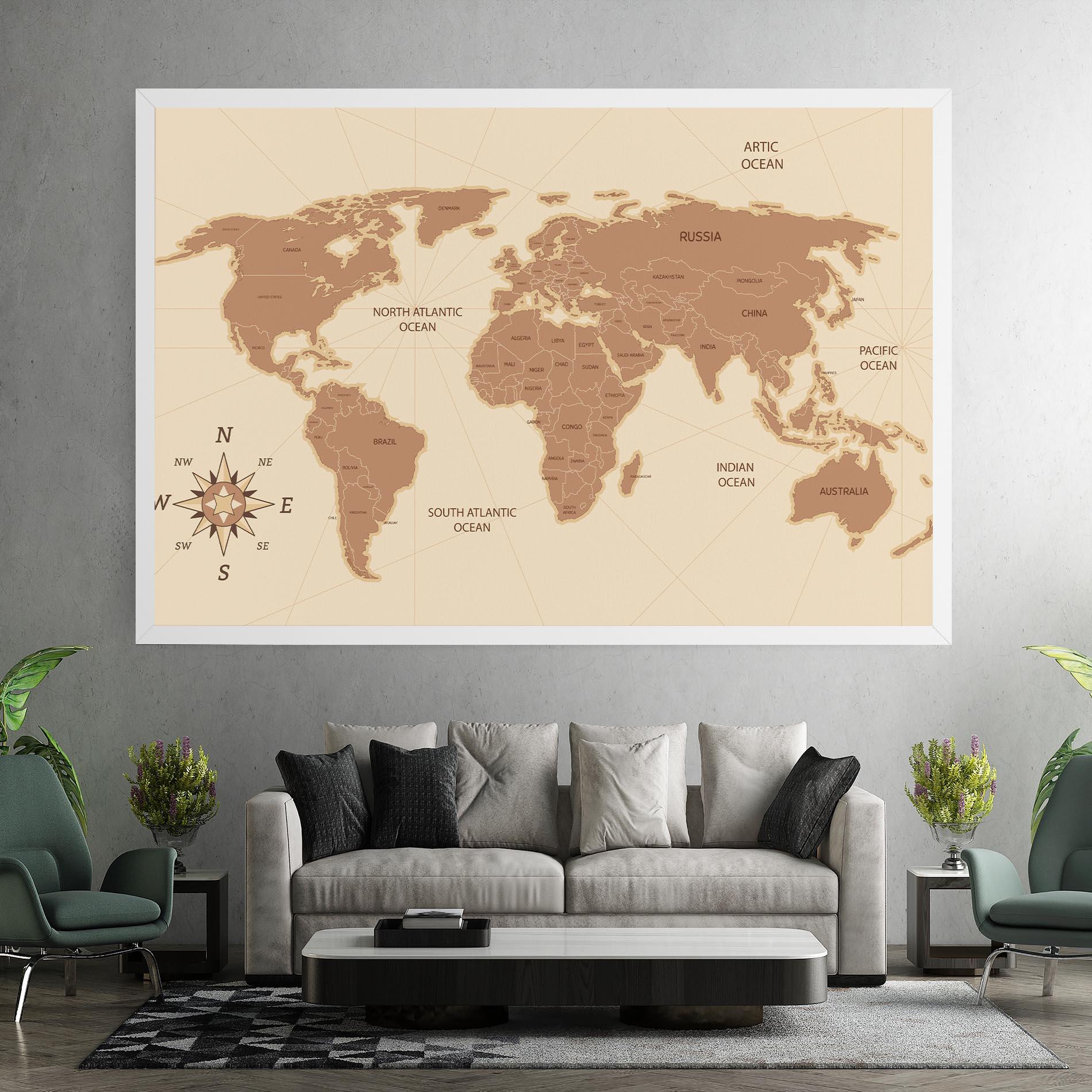 Tablou Canvas Cream Map Vintage mockup 7