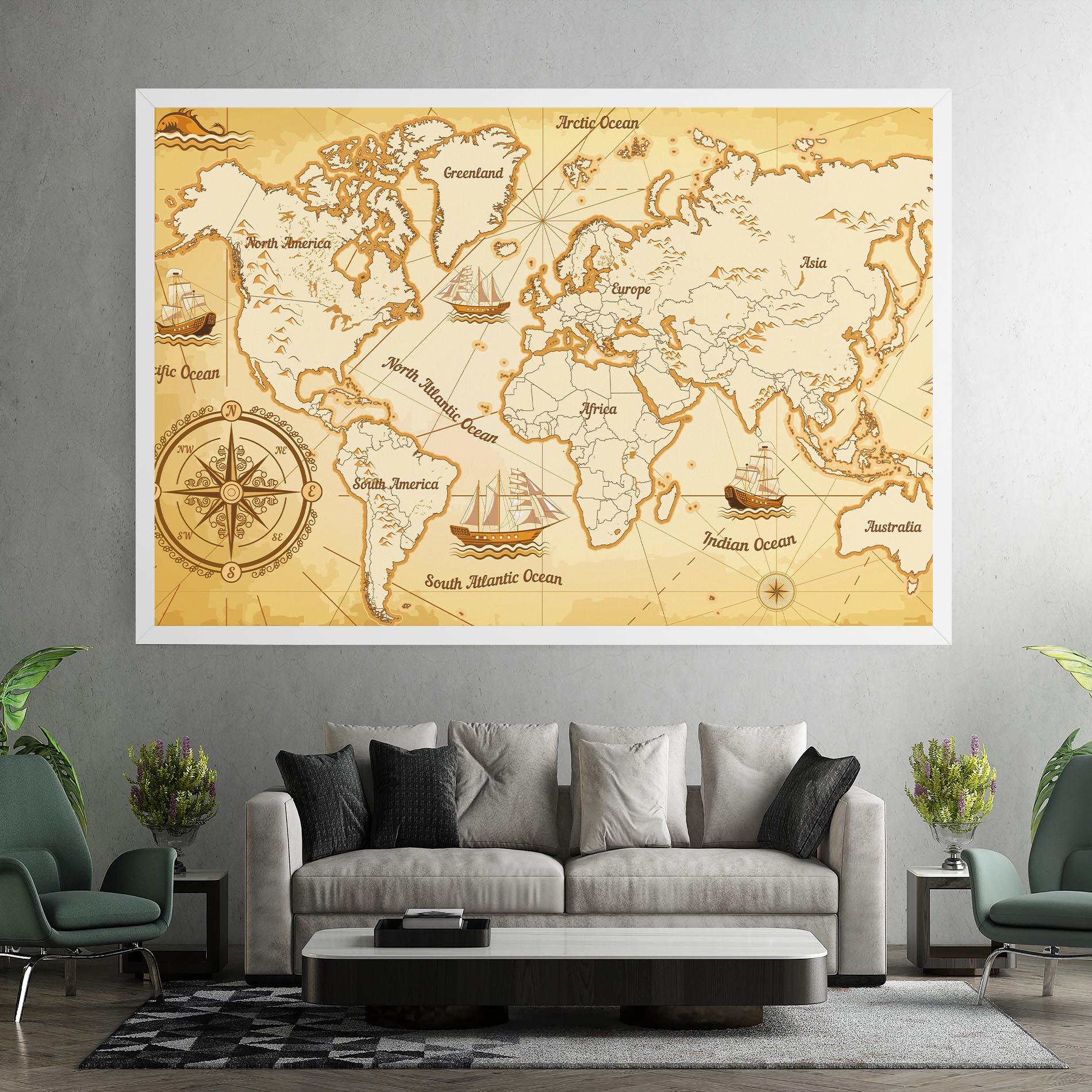 Tablou Canvas Gold Old Map mockup 7