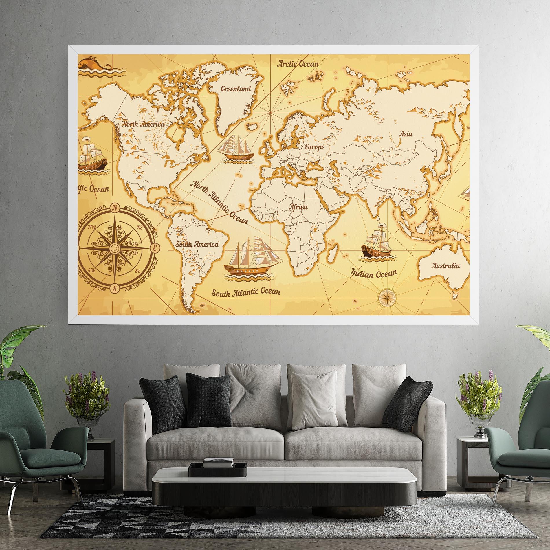 Tablou Canvas Gold Vintage Map mockup 7