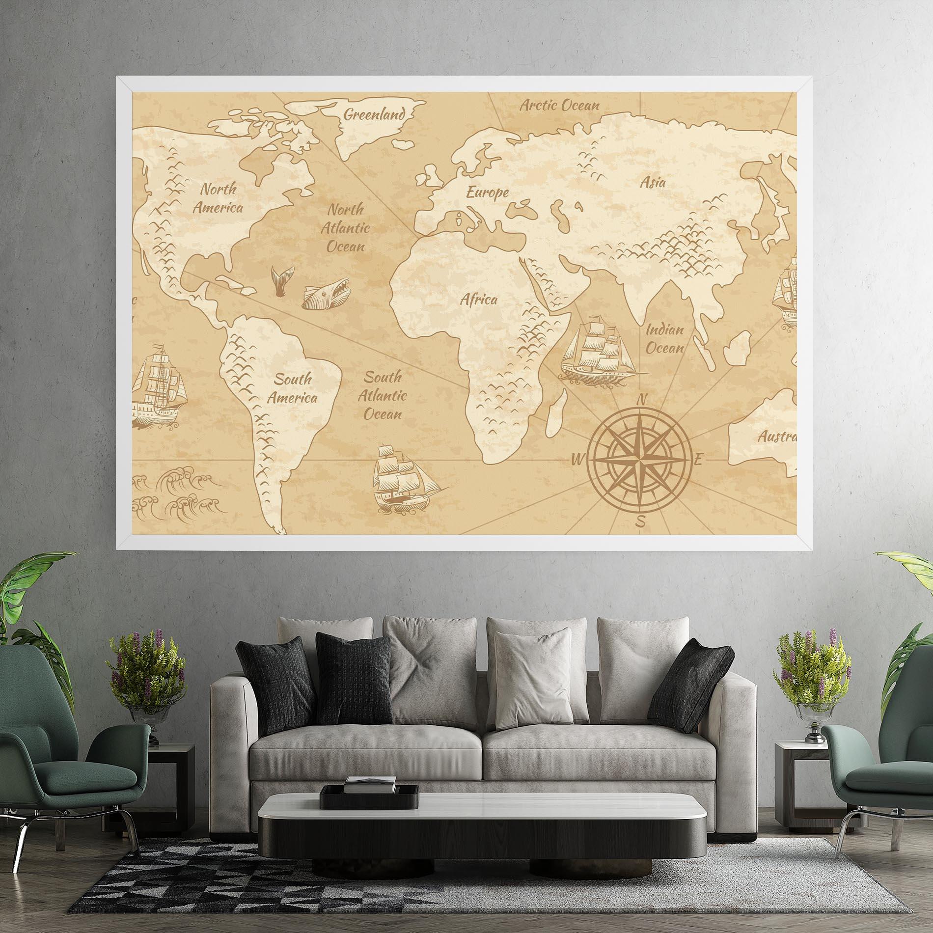 Tablou Canvas Old Continents Map mockup 7