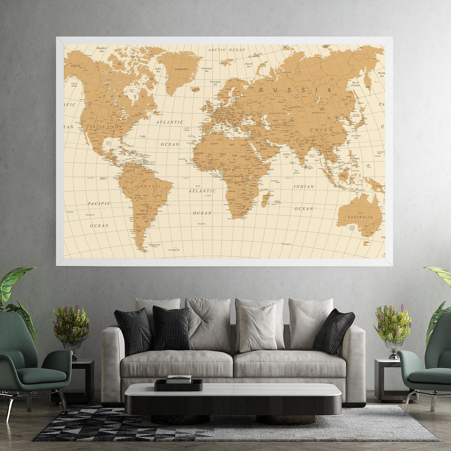 Tablou Canvas Old Map Cream mockup 7