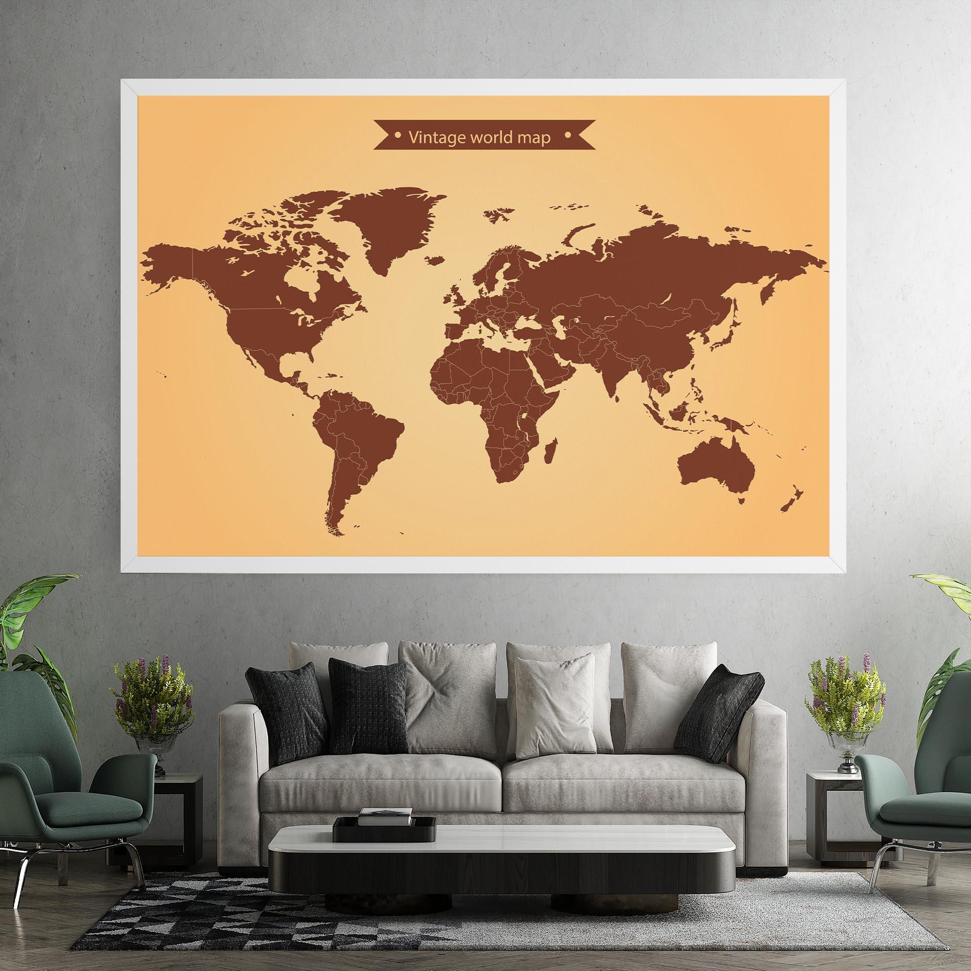 Tablou Canvas Vintage World Map mockup 7