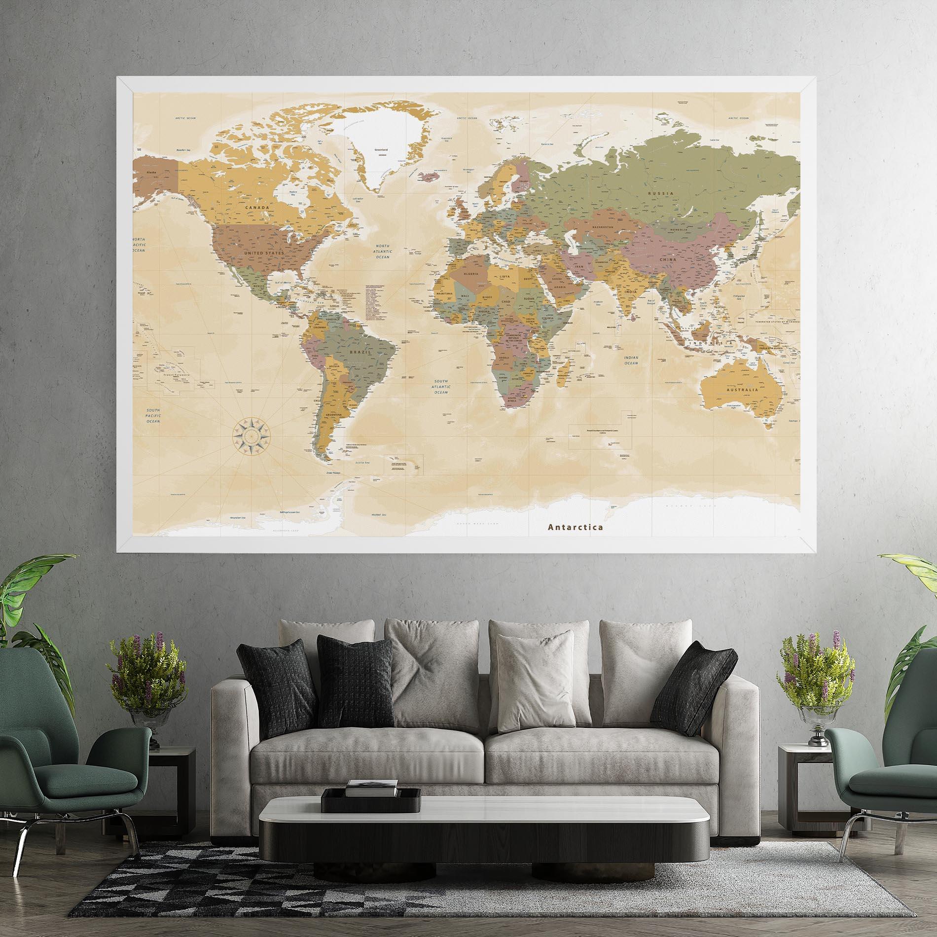Tablou Canvas World Map Vintage mockup 7