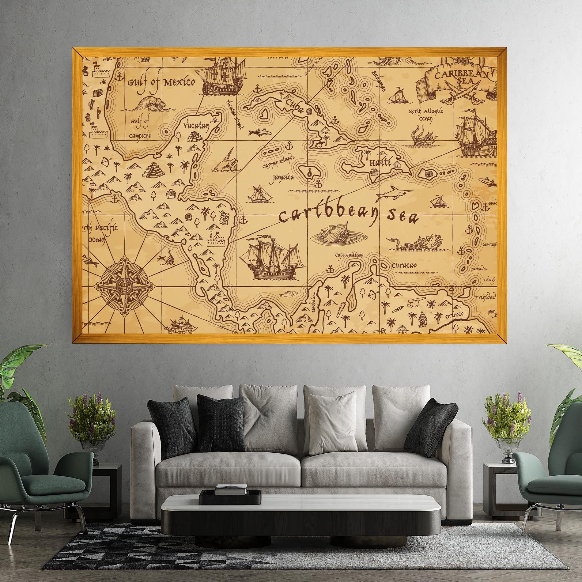 Caribbean Sea Map mockup 7
