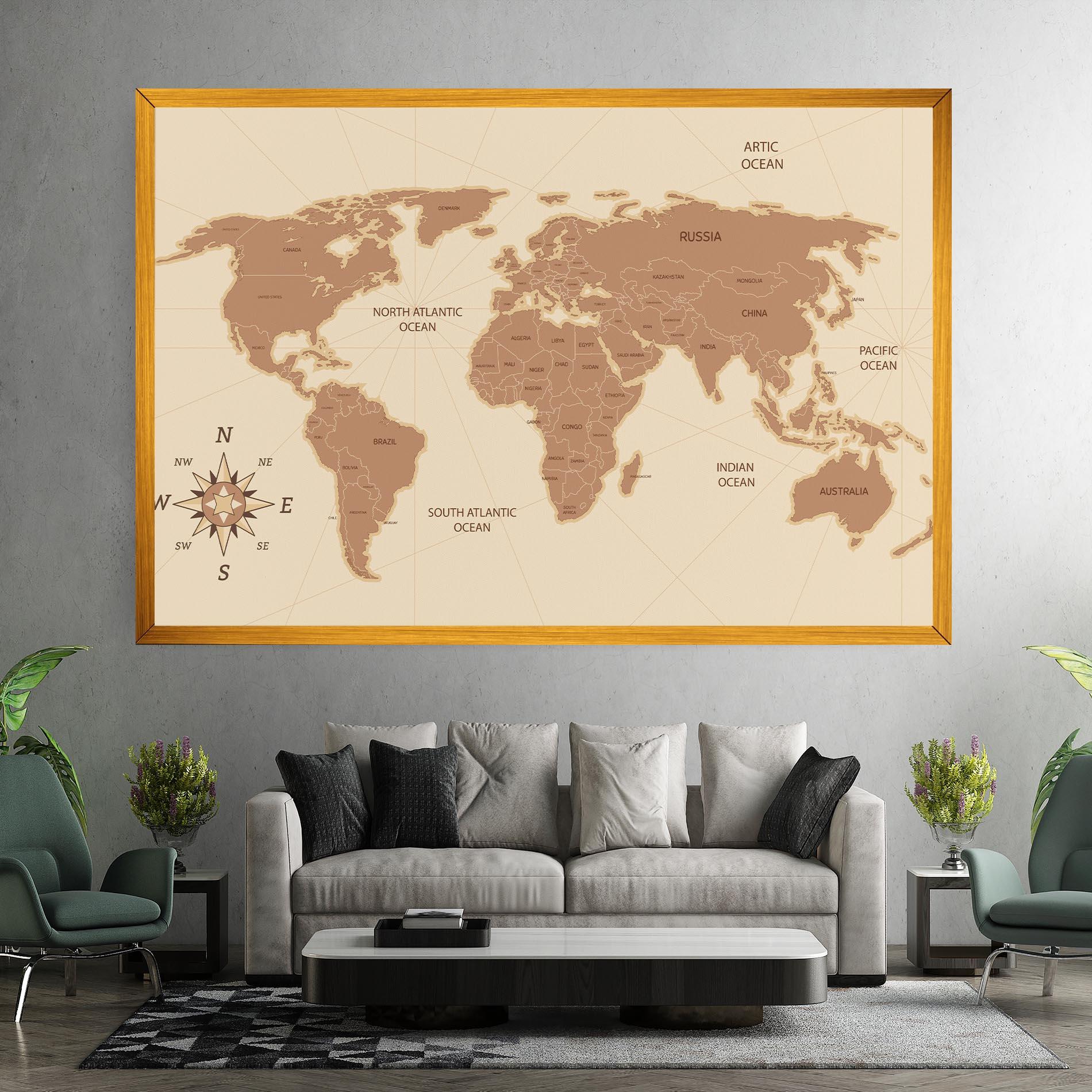 Tablou Canvas Cream Map Vintage mockup 7