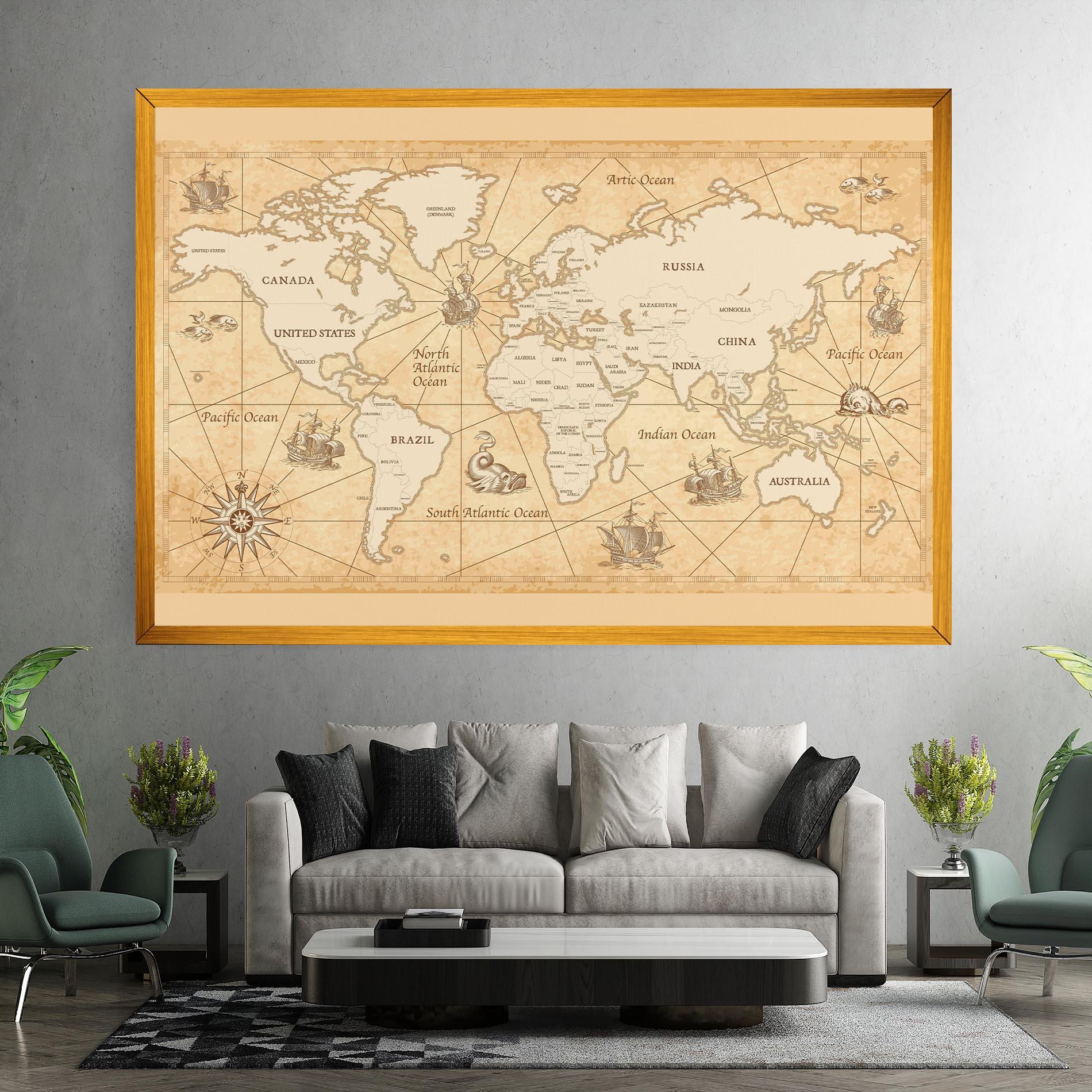 Tablou Canvas Cream Old Map mockup 7