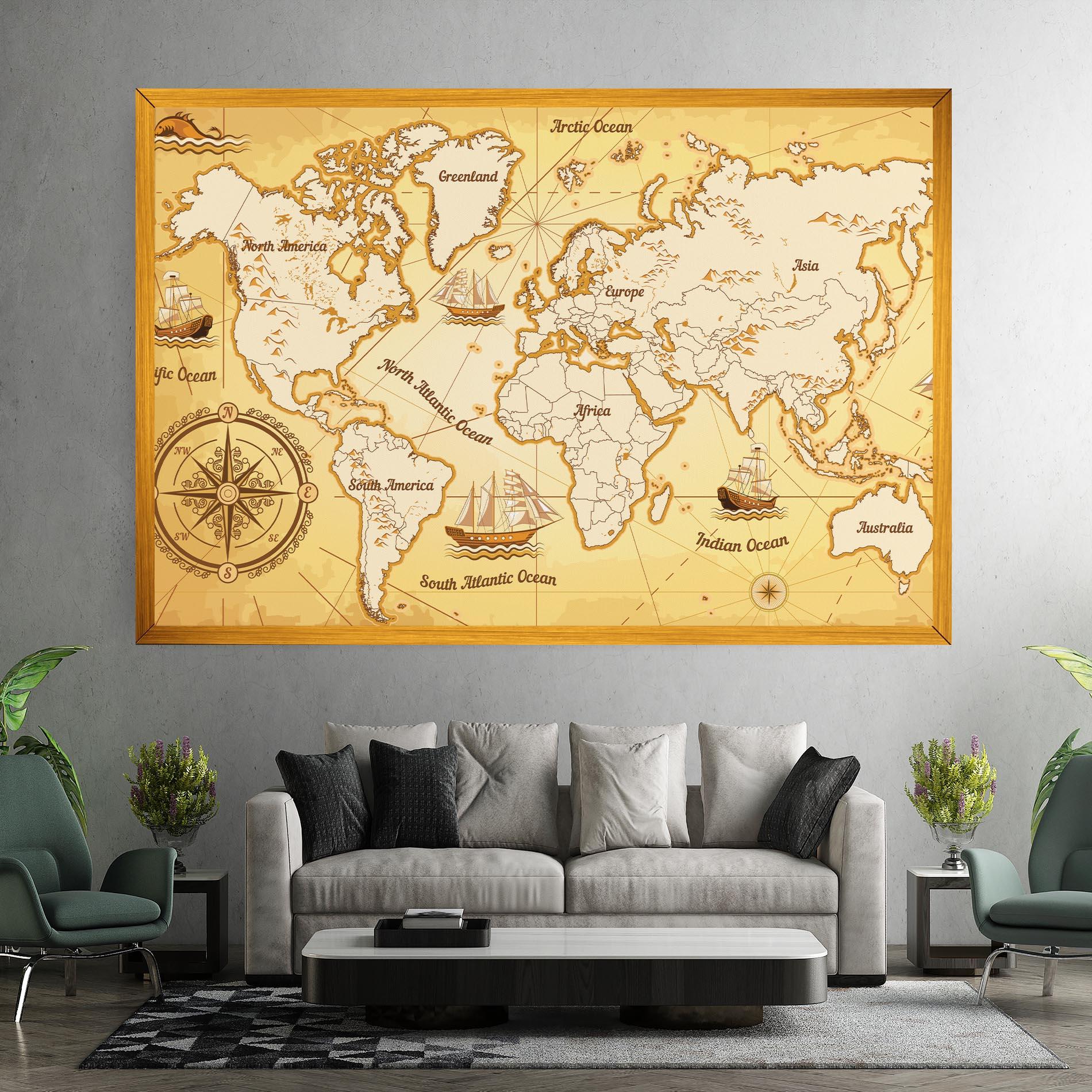 Tablou Canvas Gold Vintage Map mockup 7