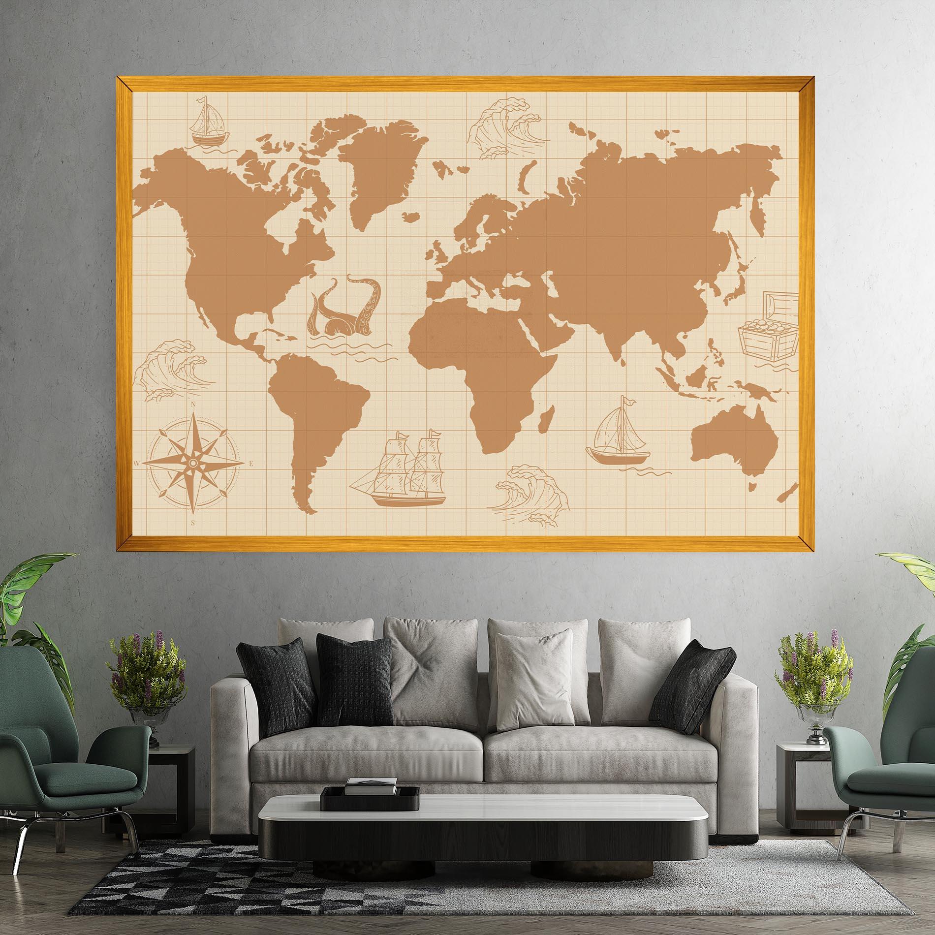 Tablou Canvas Light Cream Map mockup 7