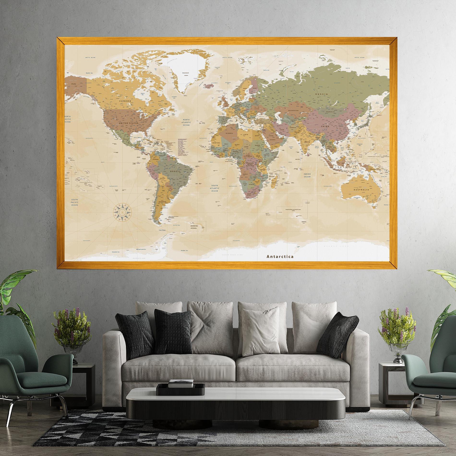 Tablou Canvas World Map Vintage mockup 7