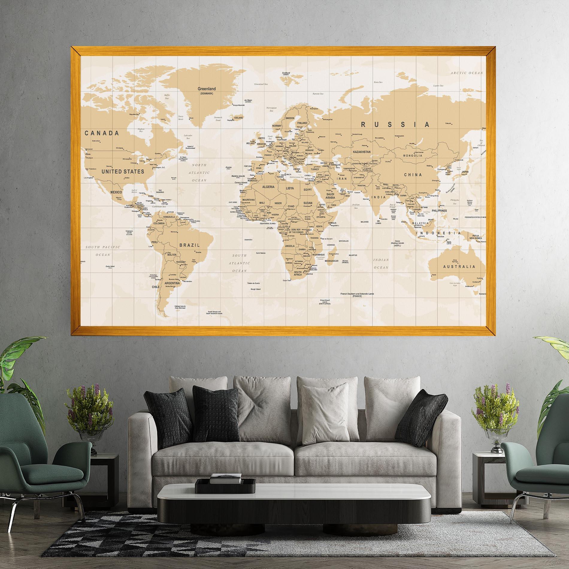 Tablou Canvas World Old Map mockup 7