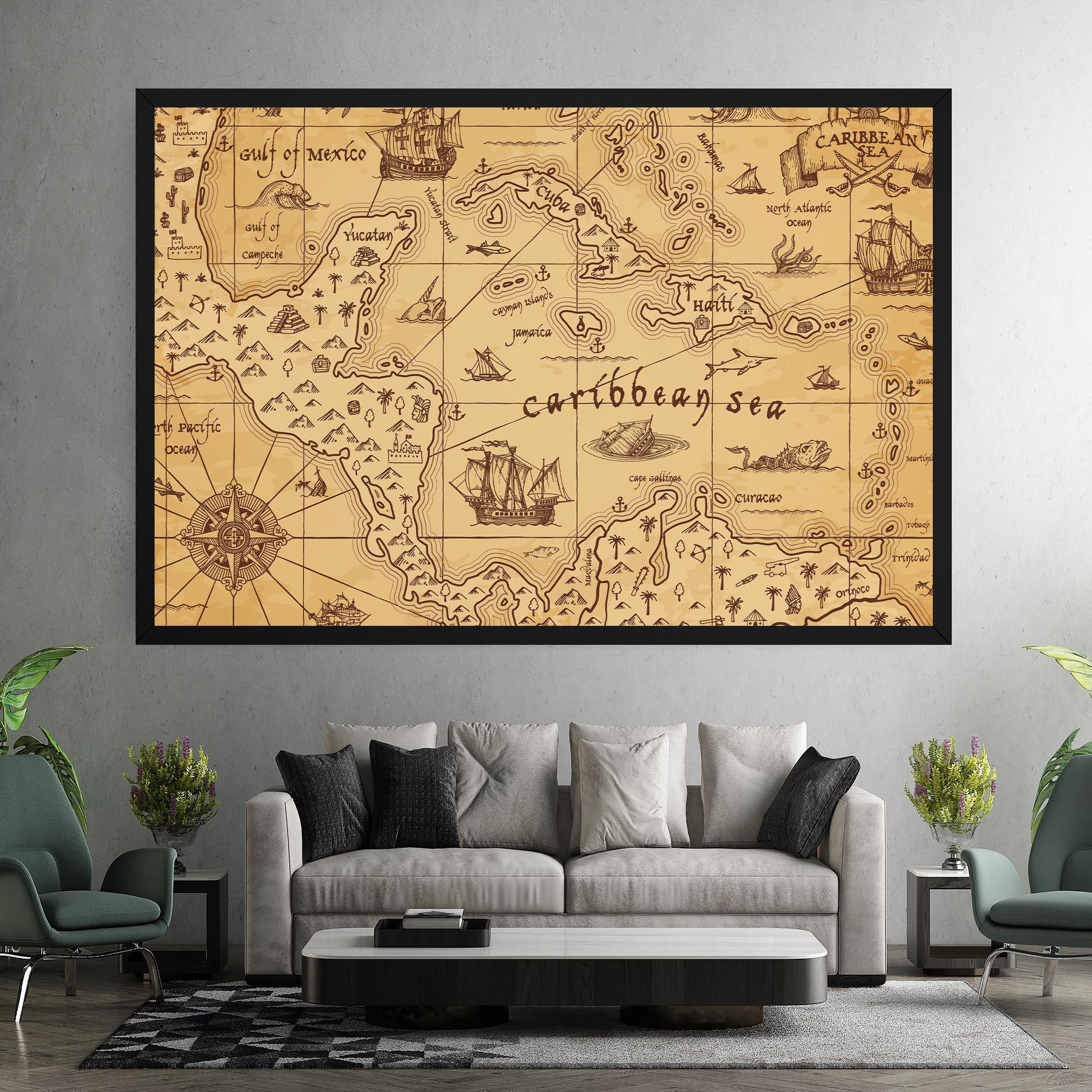 Tablou Canvas Caribbean Sea Map mockup 7