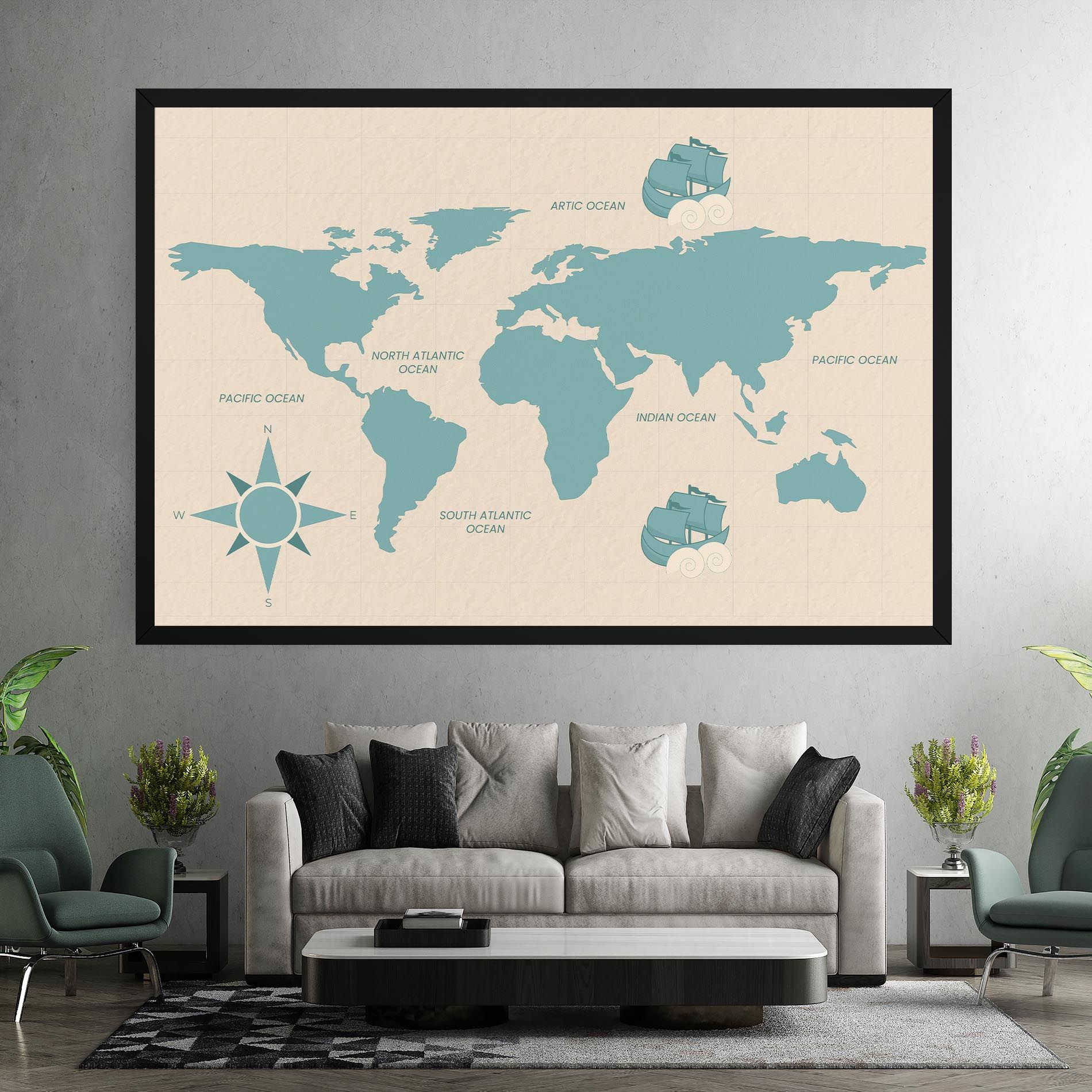 Cream Blue Map mockup 7