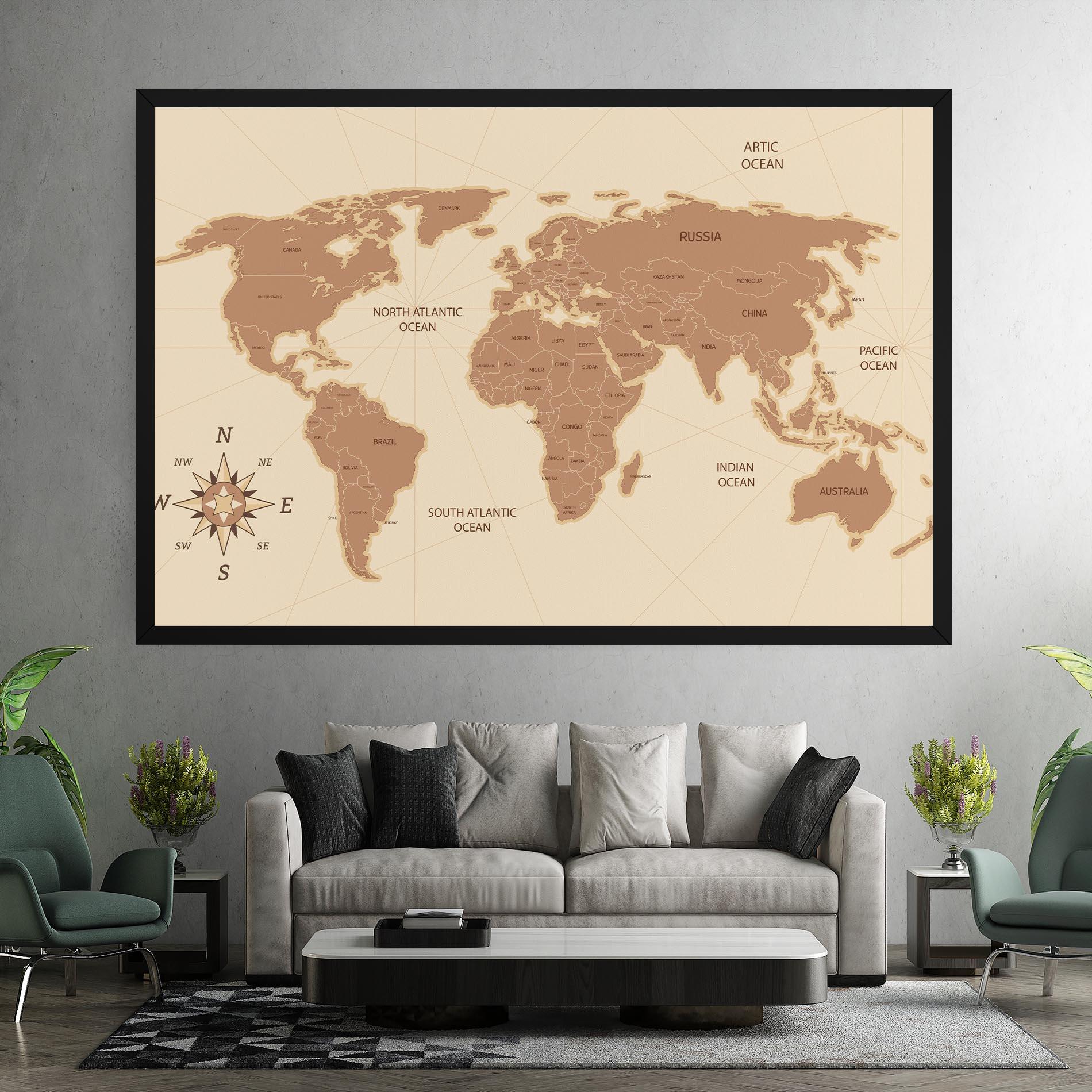 Tablou Canvas Cream Map Vintage mockup 7