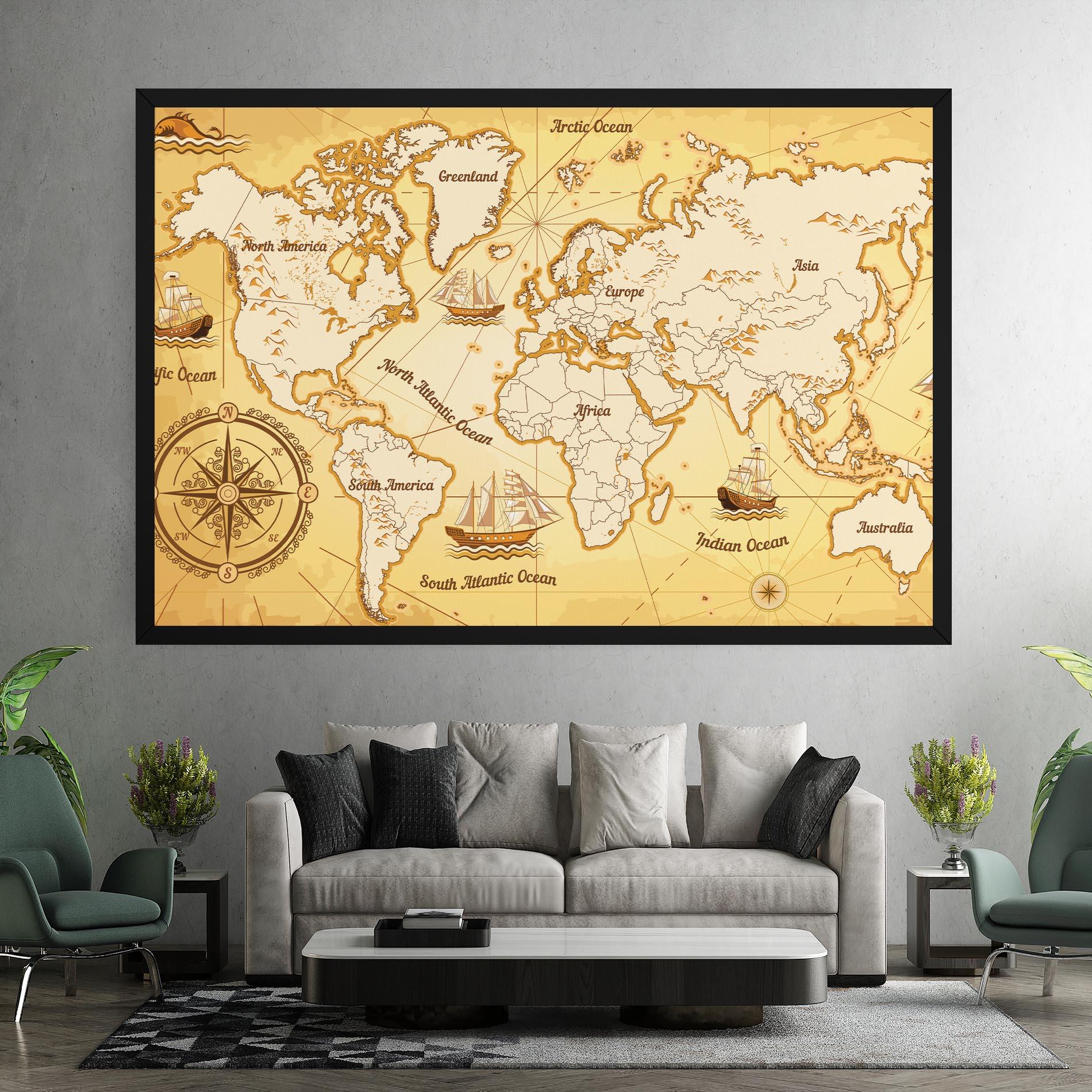 Tablou Canvas Gold Vintage Map mockup 7