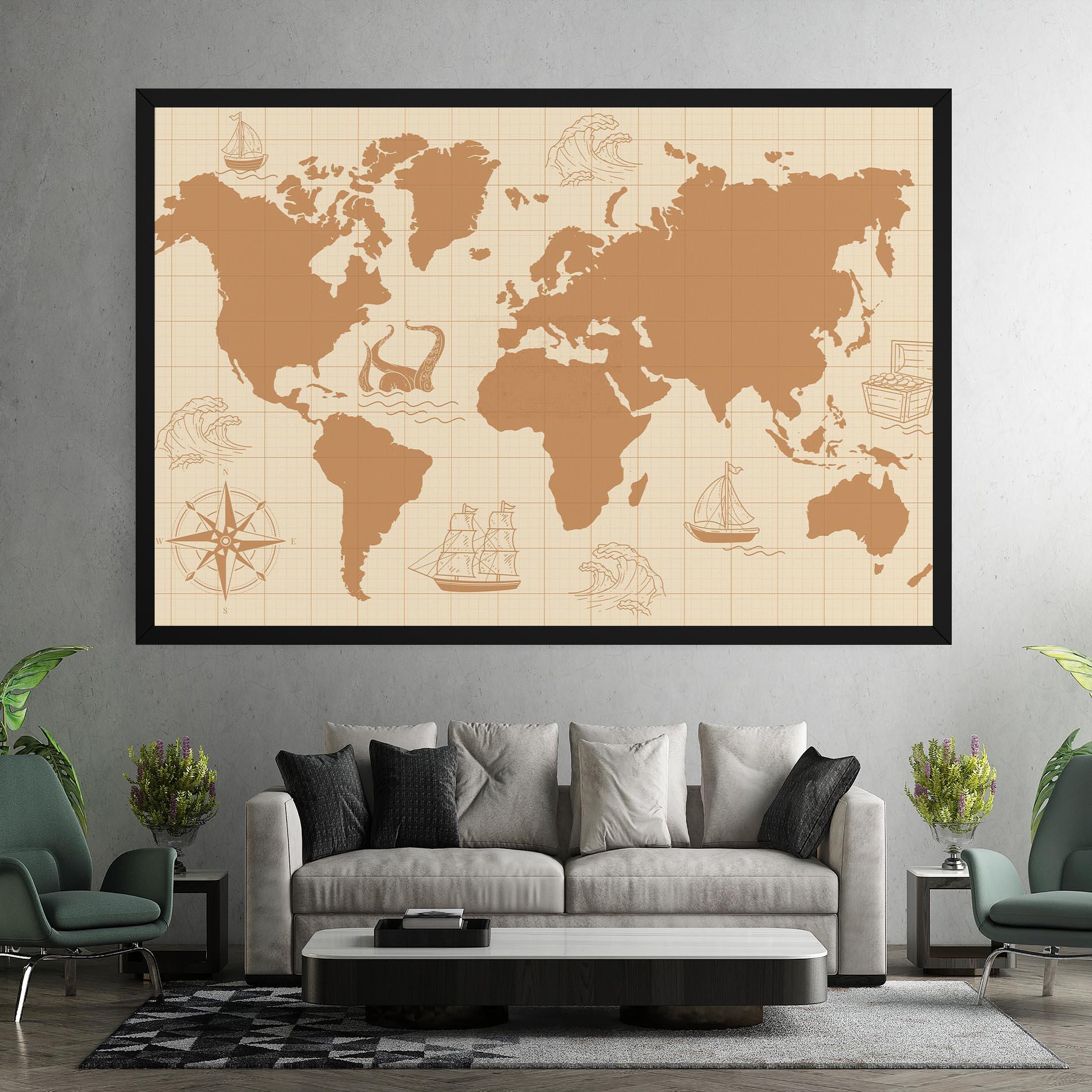 Tablou Canvas Light Cream Map mockup 7