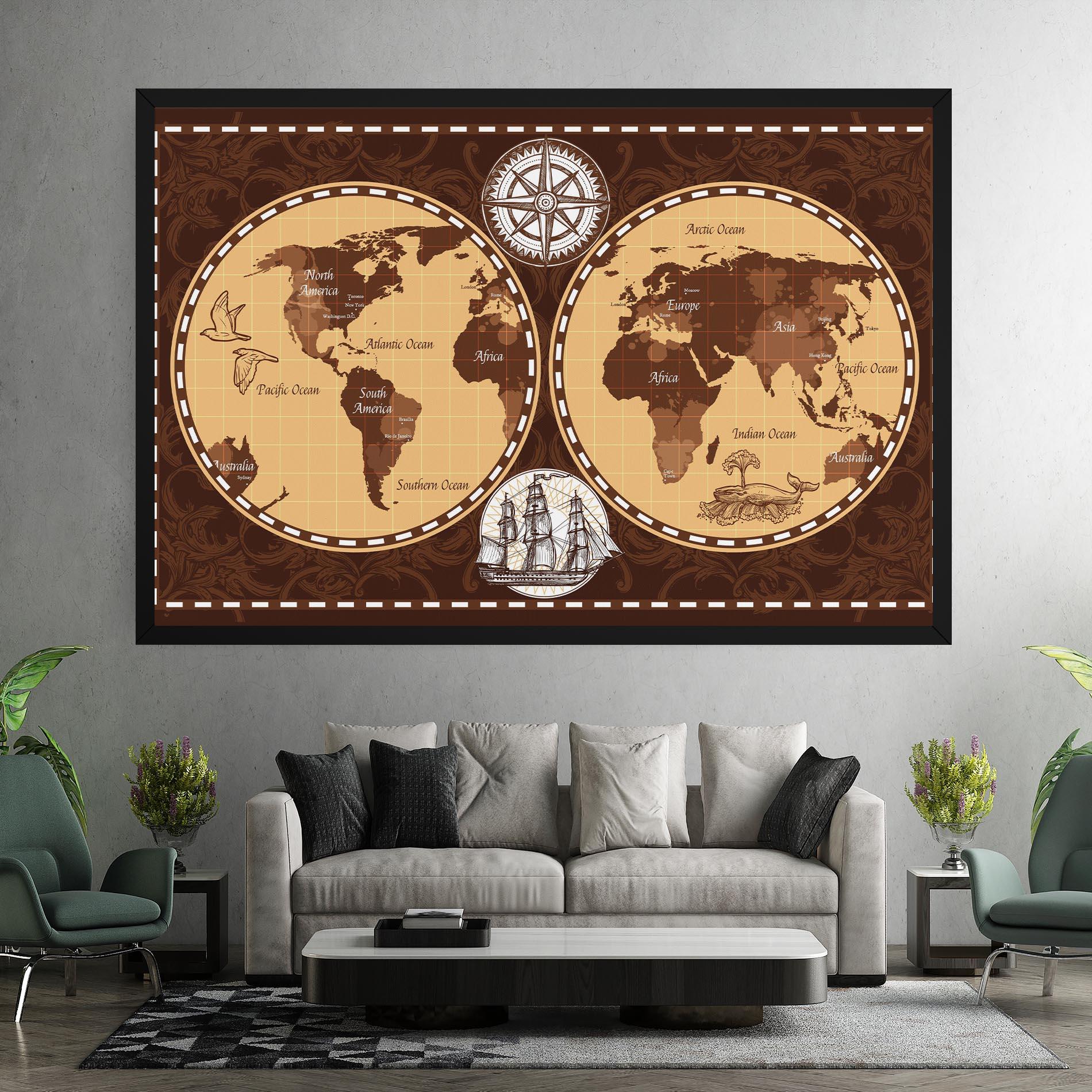 Tablou Canvas Old Brown Map mockup 7