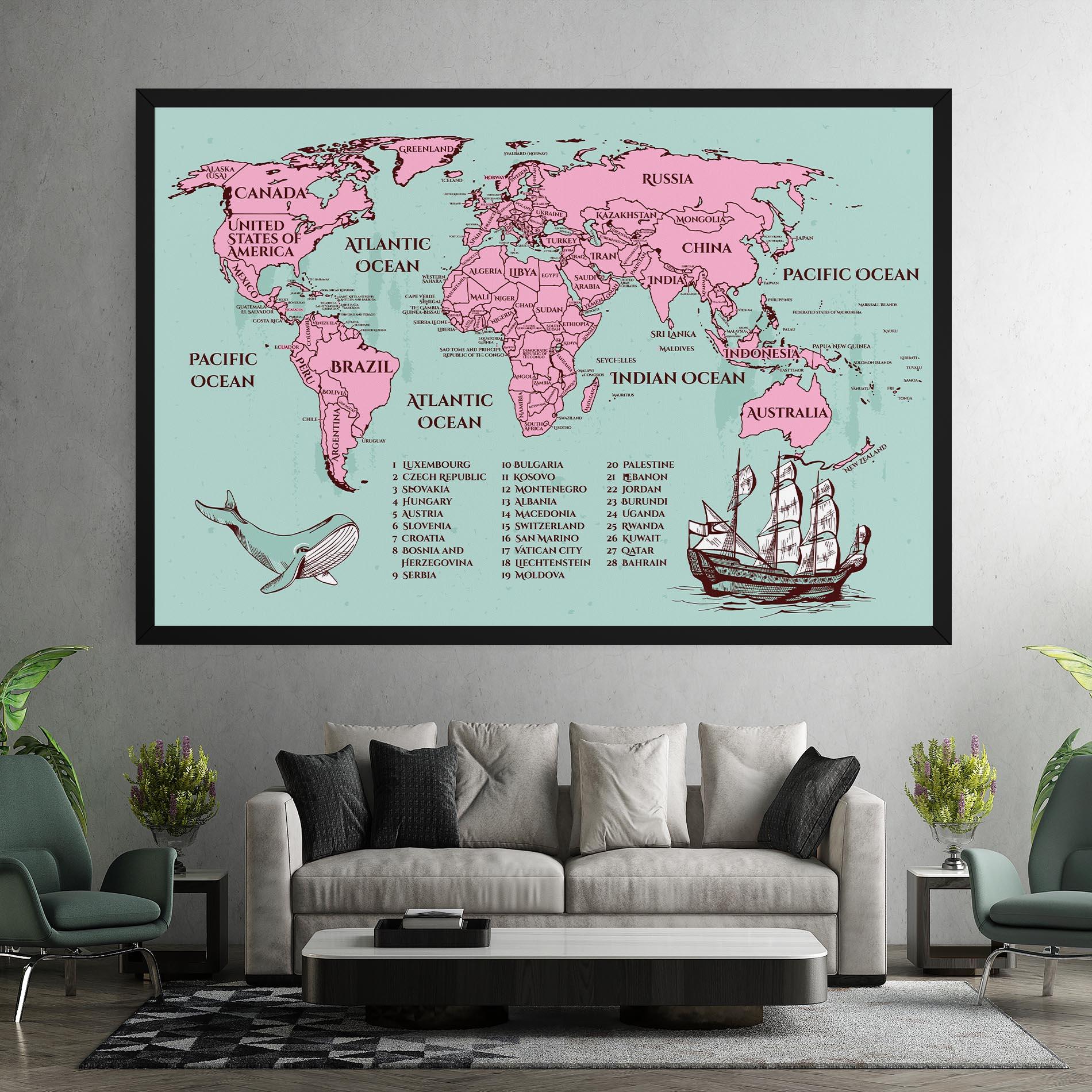 Tablou Canvas Pink Pirate Map mockup 7