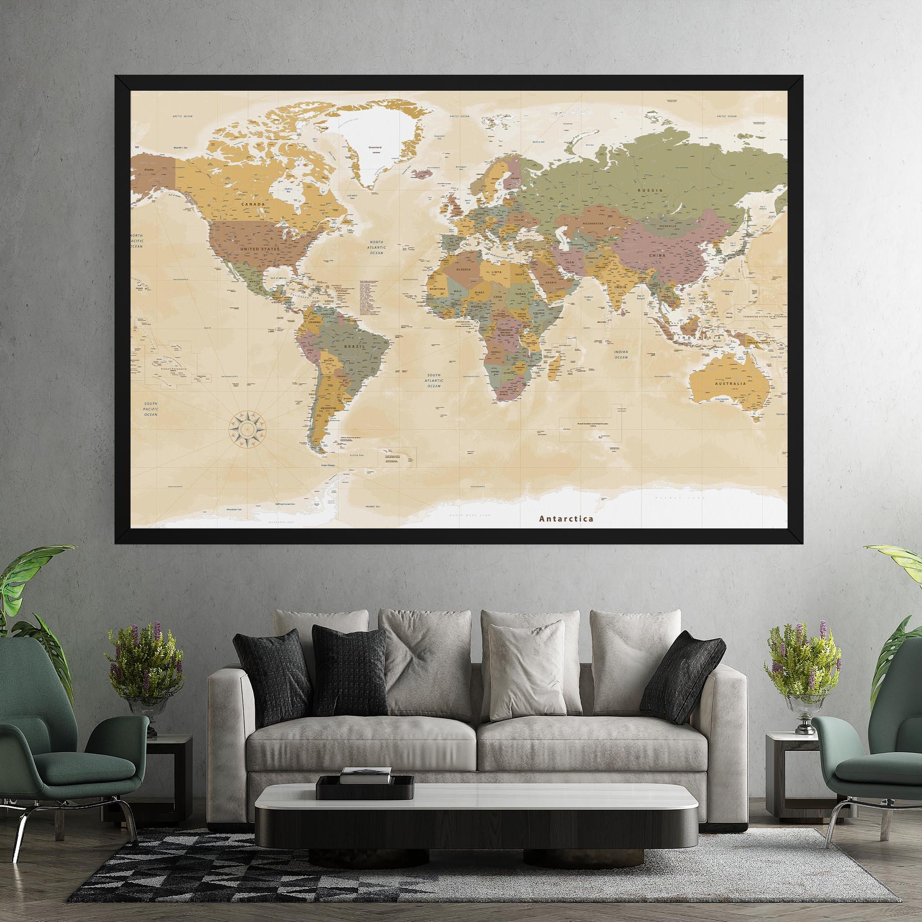 Tablou Canvas World Map Vintage mockup 7
