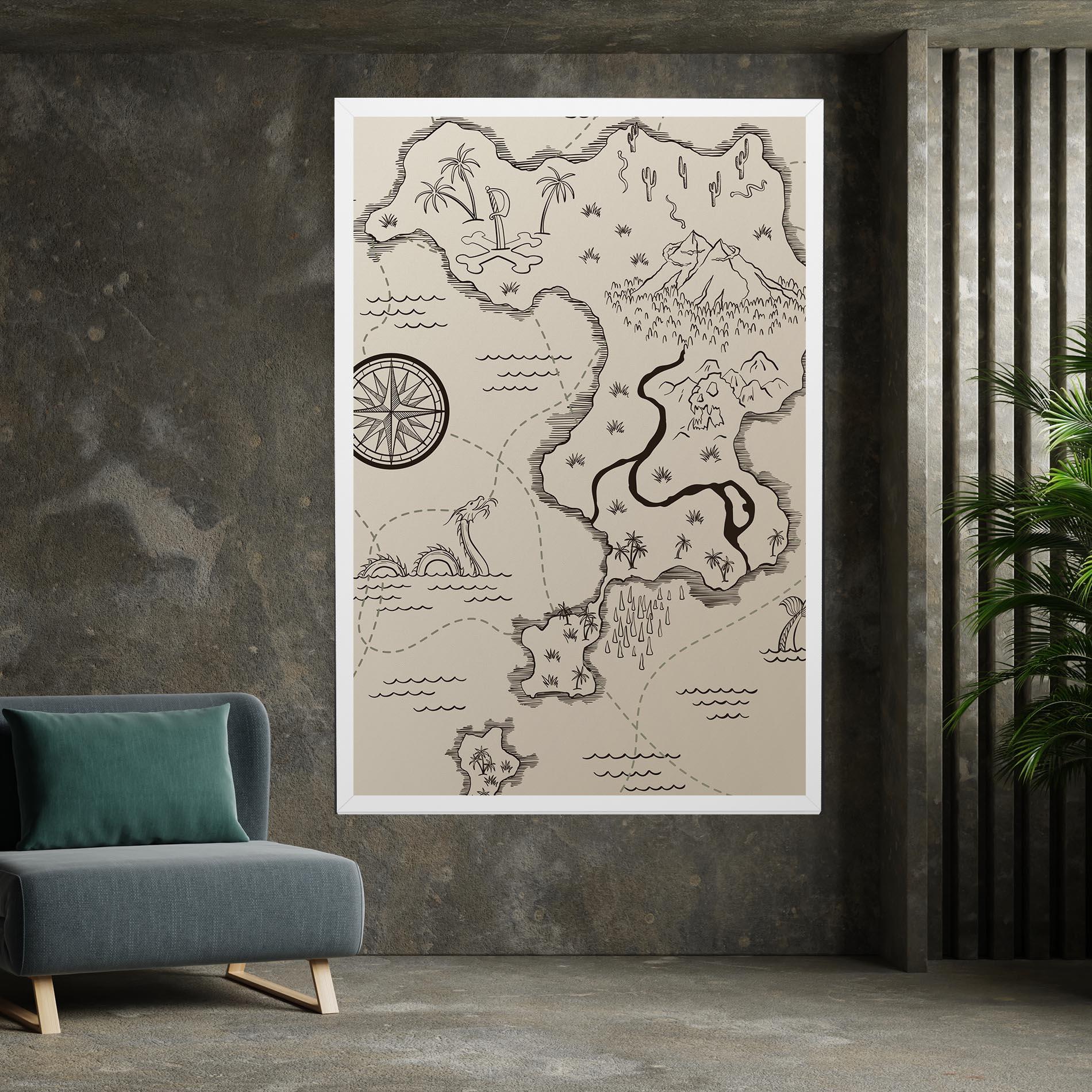 Tablou Canvas Cream Island Map mockup 7