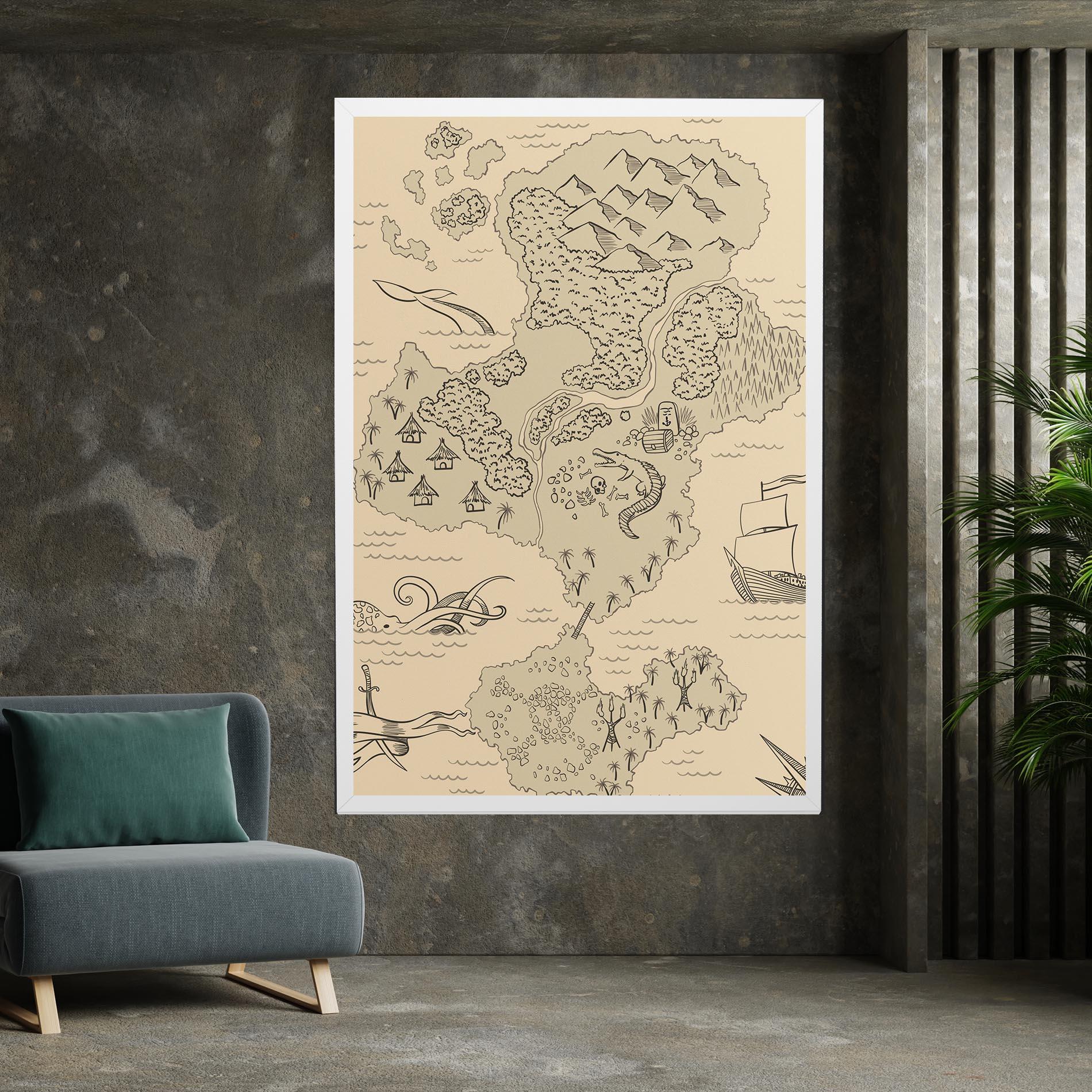 Tablou Canvas Island Old Map mockup 7