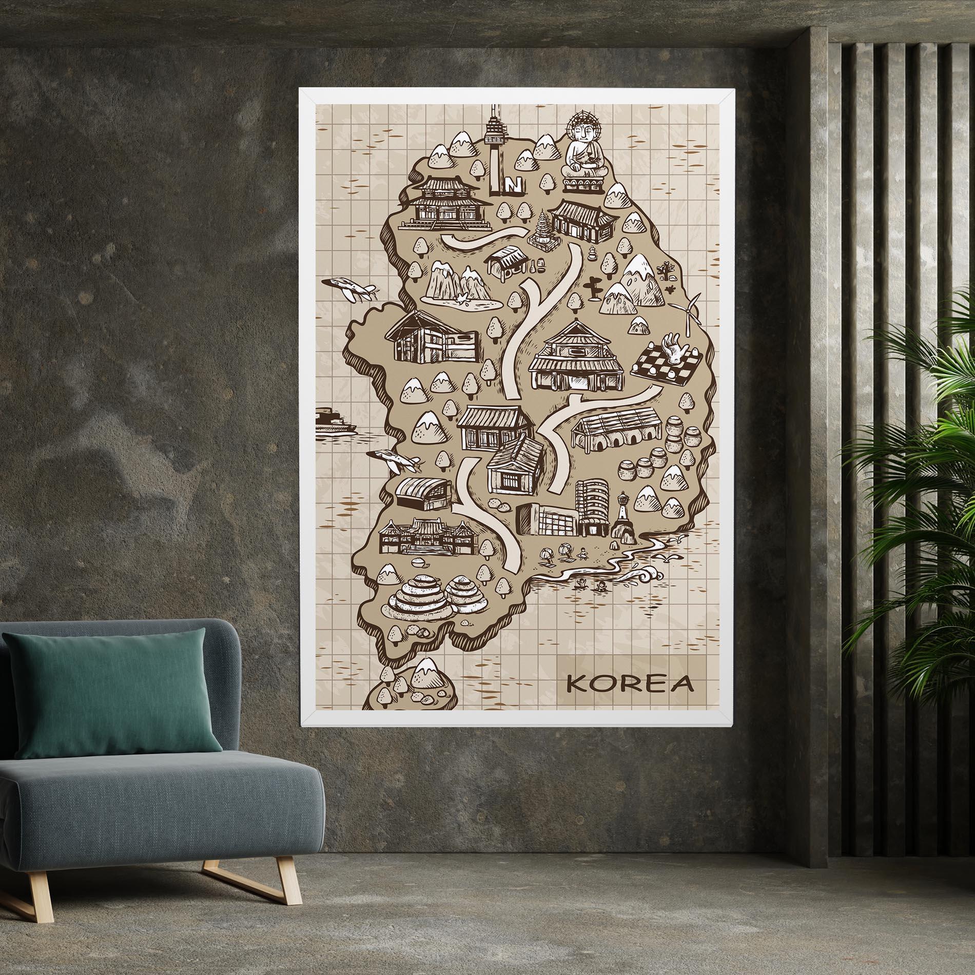 Tablou Canvas Old Korea Map mockup 7