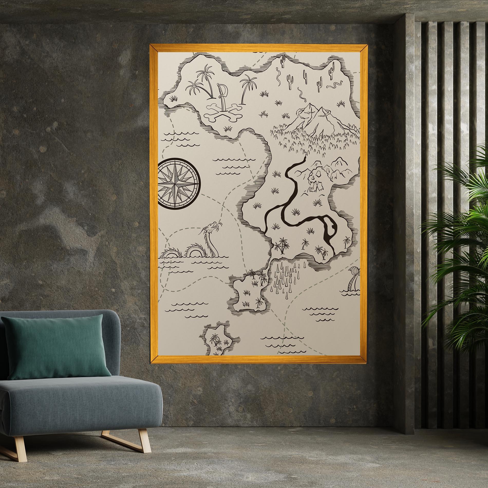 Tablou Canvas Cream Island Map mockup 7