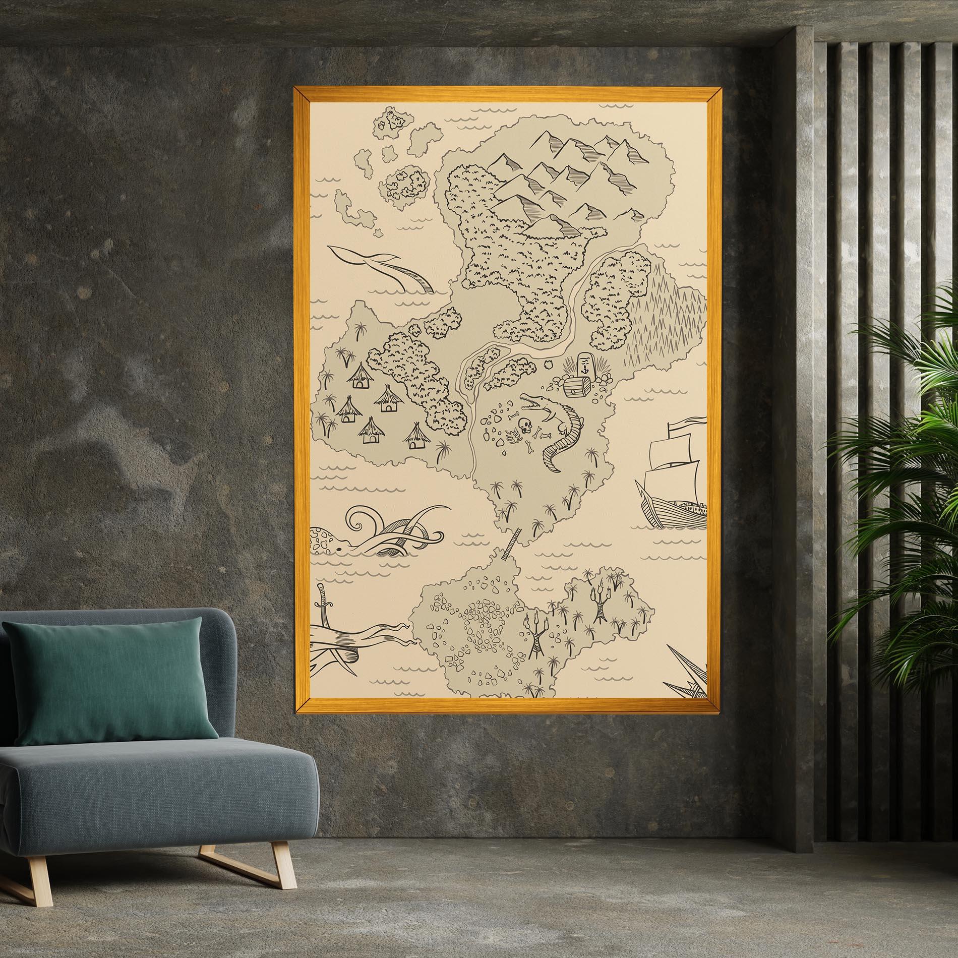 Tablou Canvas Island Old Map mockup 7