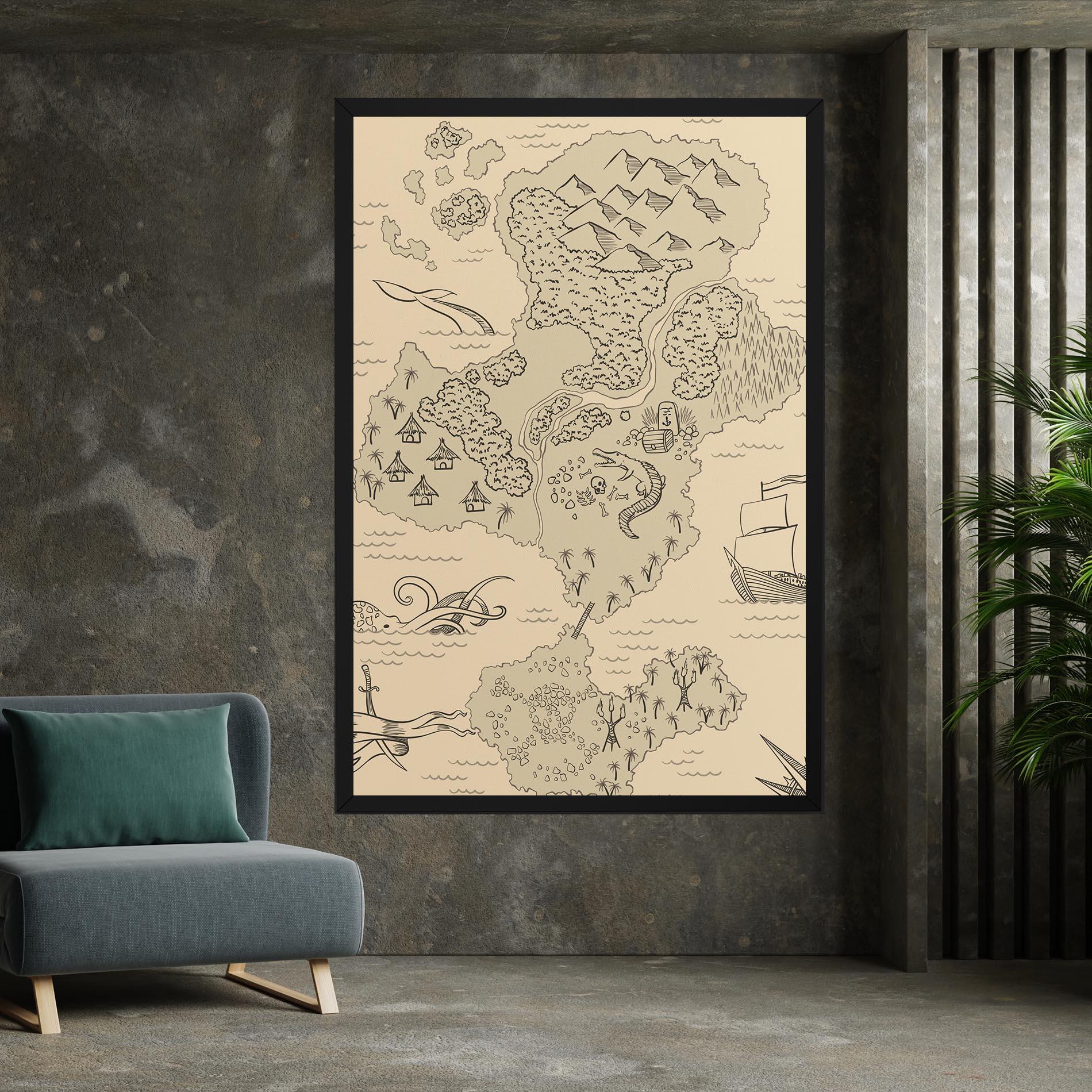 Tablou Canvas Island Old Map mockup 7