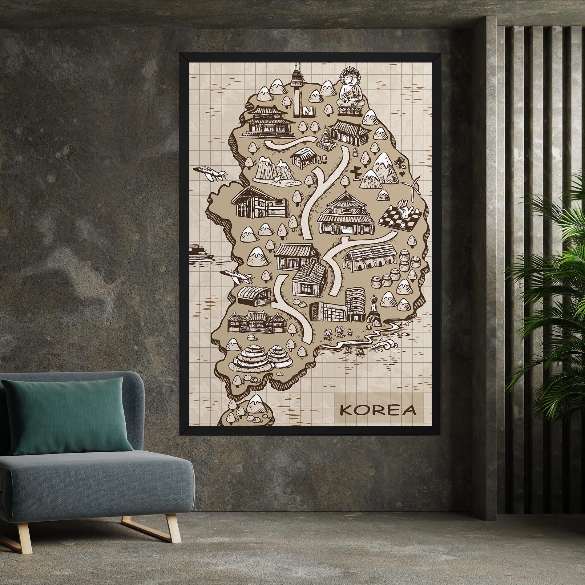Tablou Canvas Old Korea Map mockup 7