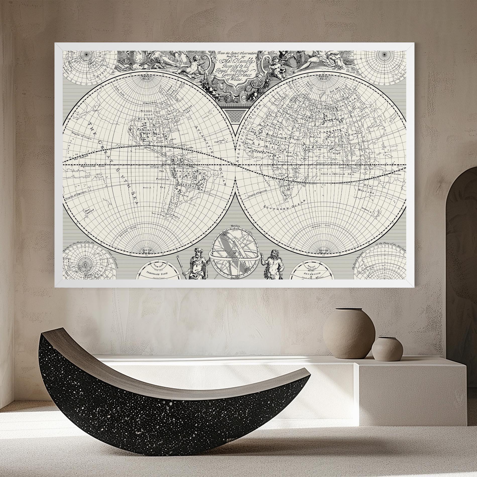 Tablou Canvas Black White Map mockup 8