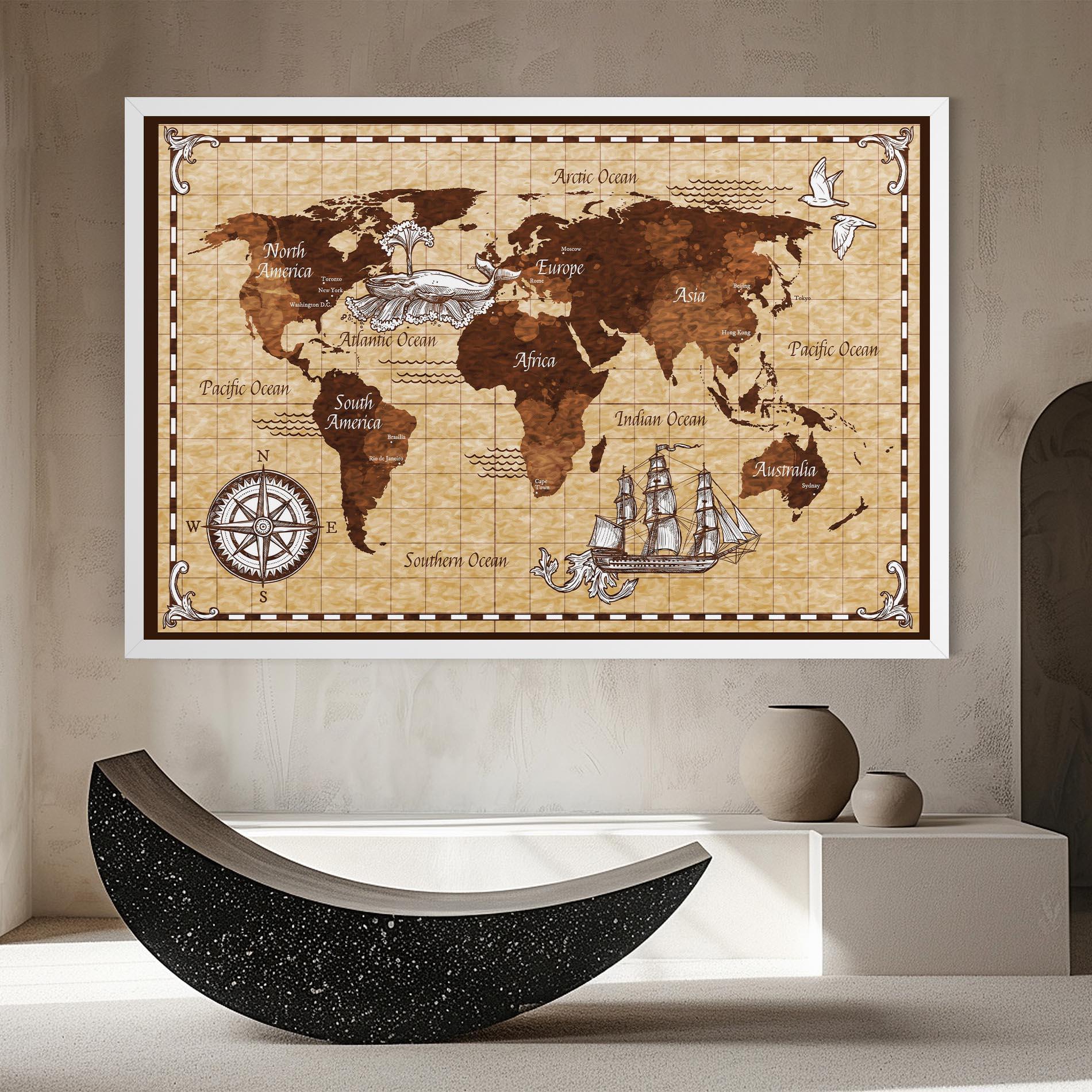 Tablou Canvas Brown Old Map mockup 8