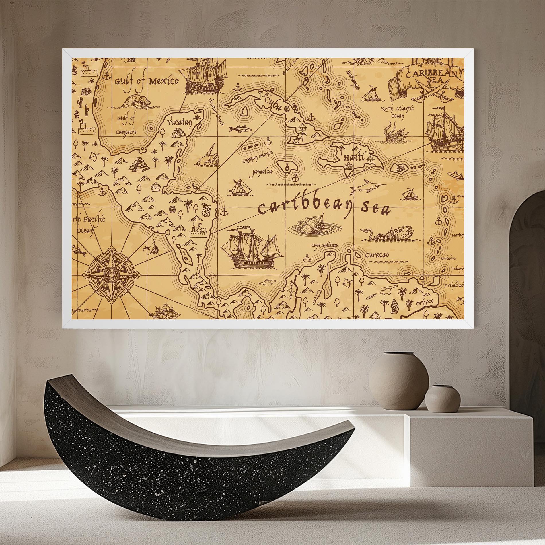 Tablou Canvas Caribbean Sea Map mockup 8