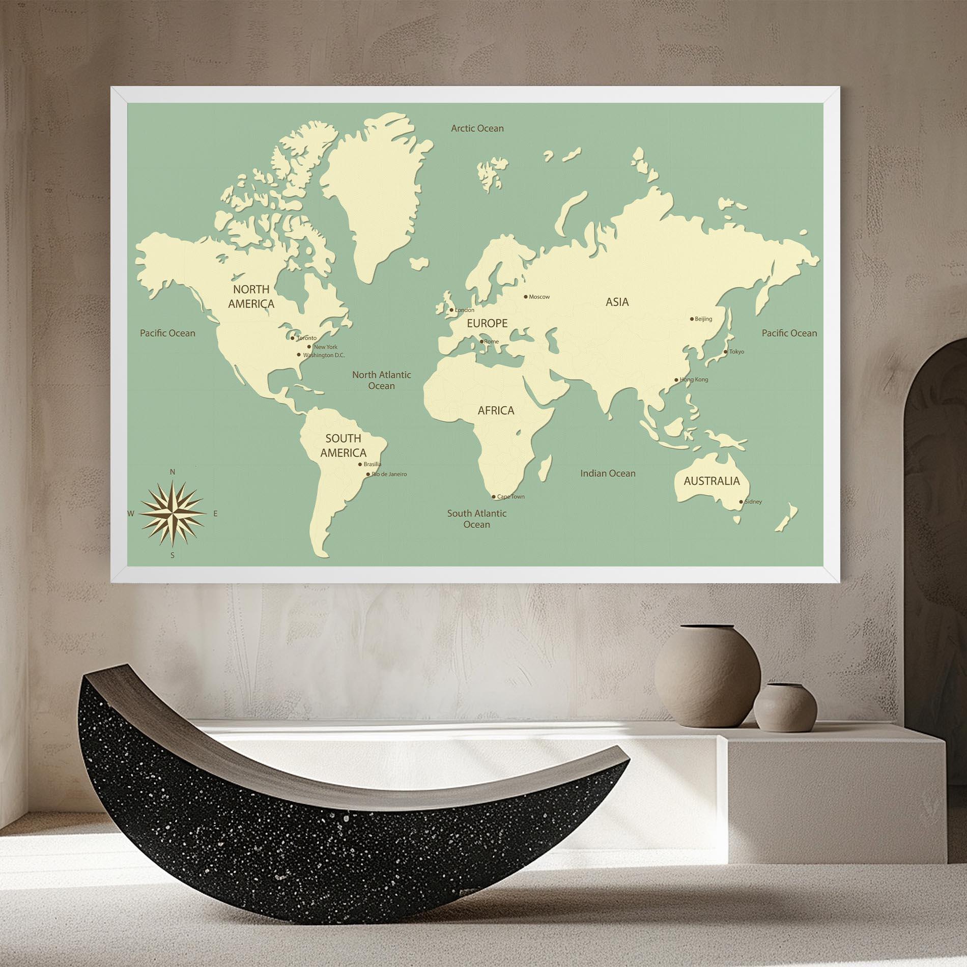 Tablou Canvas Green Cream Map mockup 8
