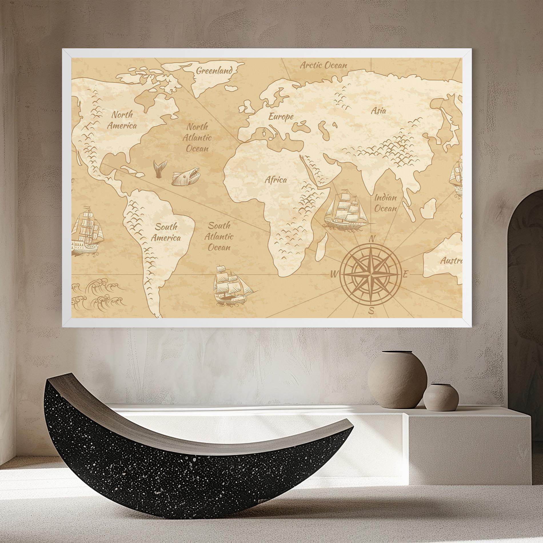 Tablou Canvas Old Continents Map mockup 8