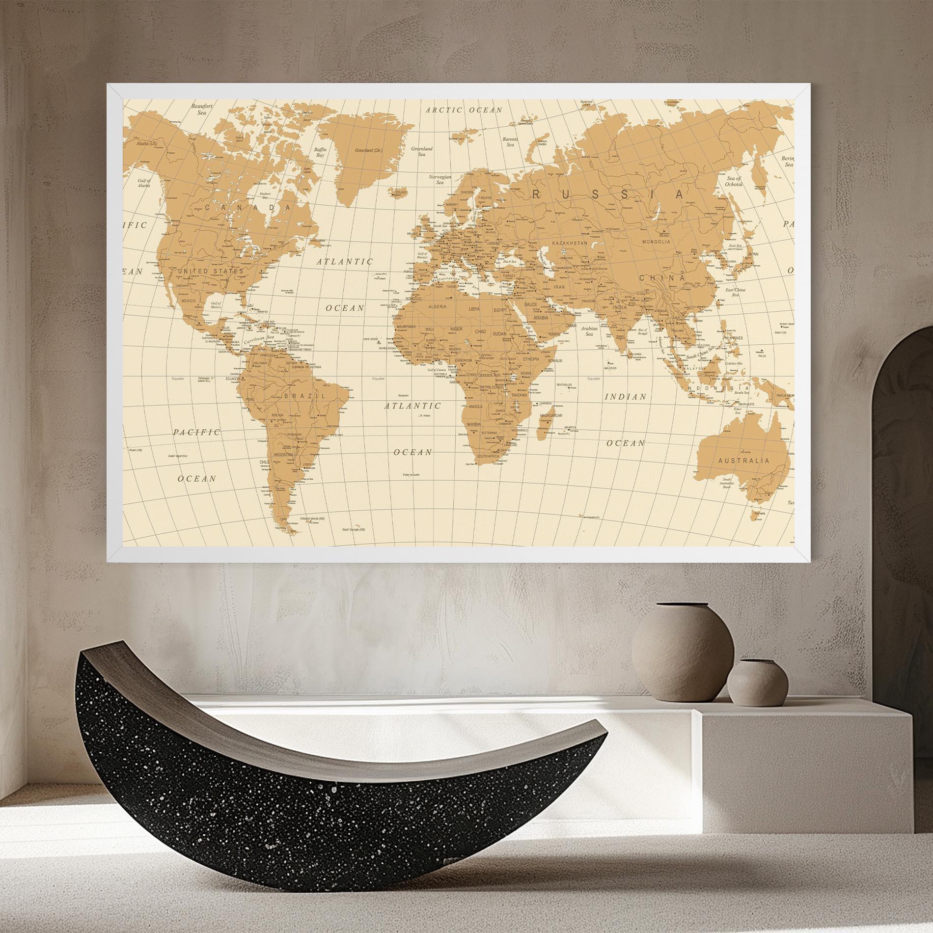 Tablou Canvas Old Map Cream mockup 8