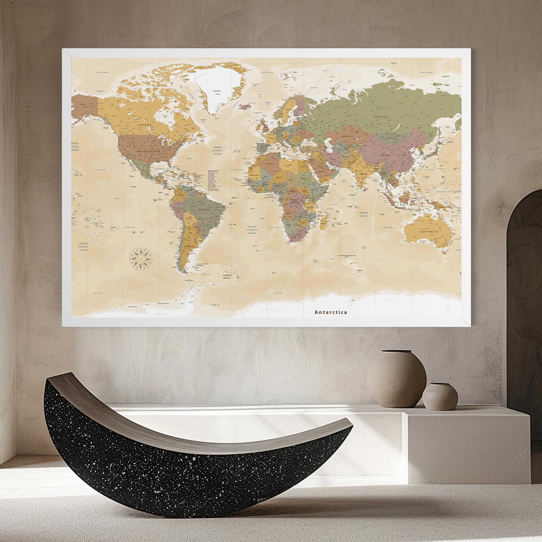 Tablou Canvas World Map Vintage mockup 8