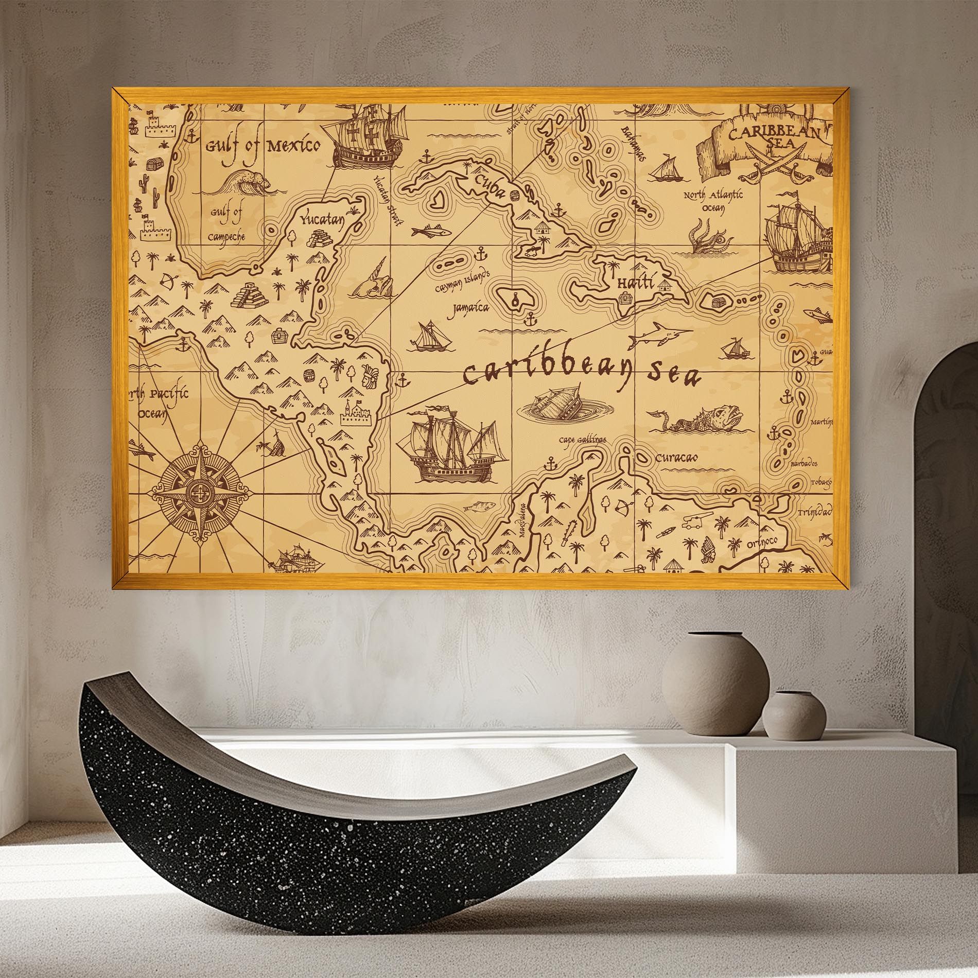 Caribbean Sea Map mockup 8