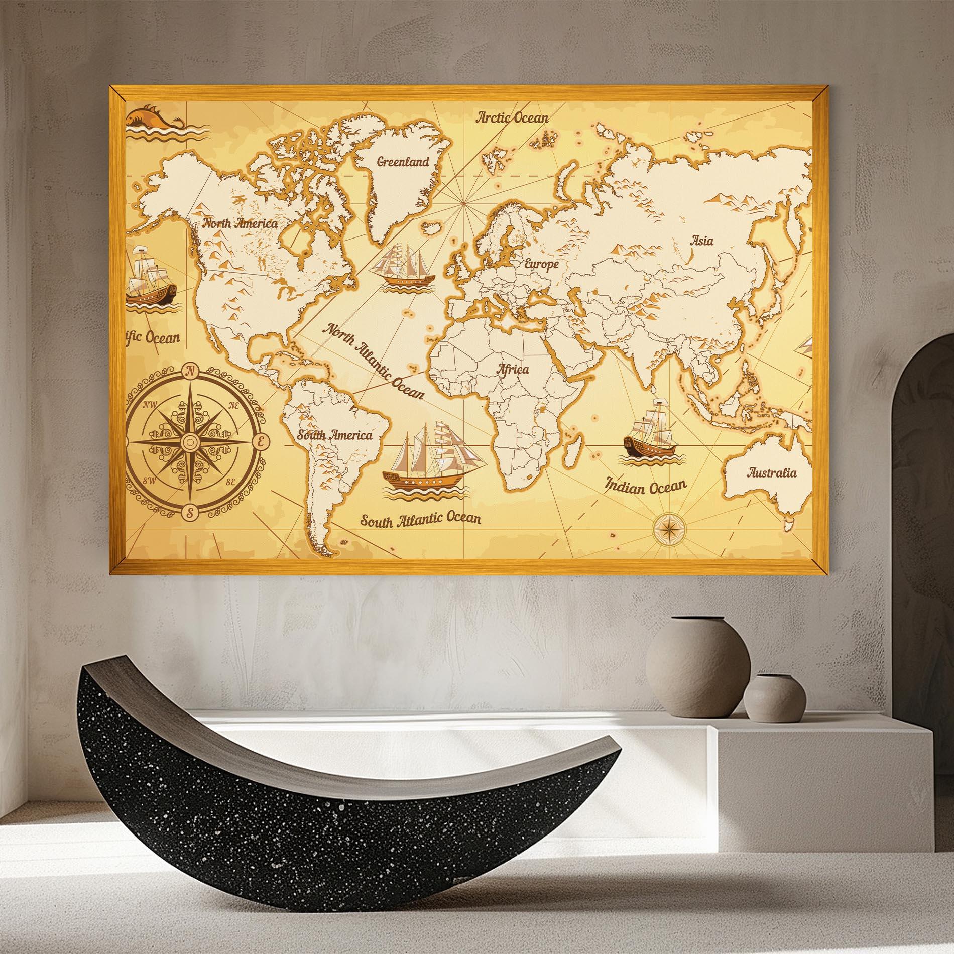 Tablou Canvas Gold Vintage Map mockup 8