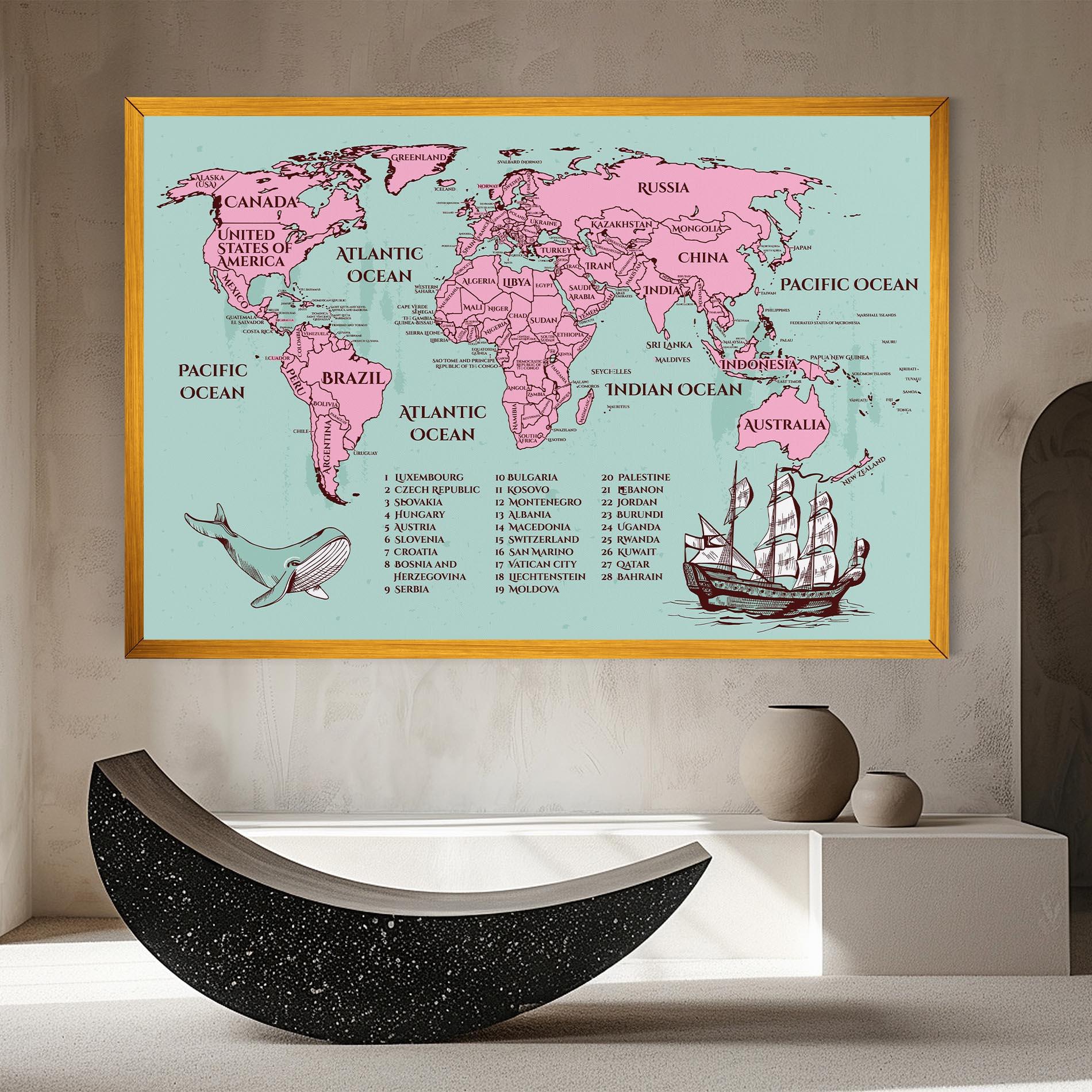 Tablou Canvas Pink Pirate Map mockup 8