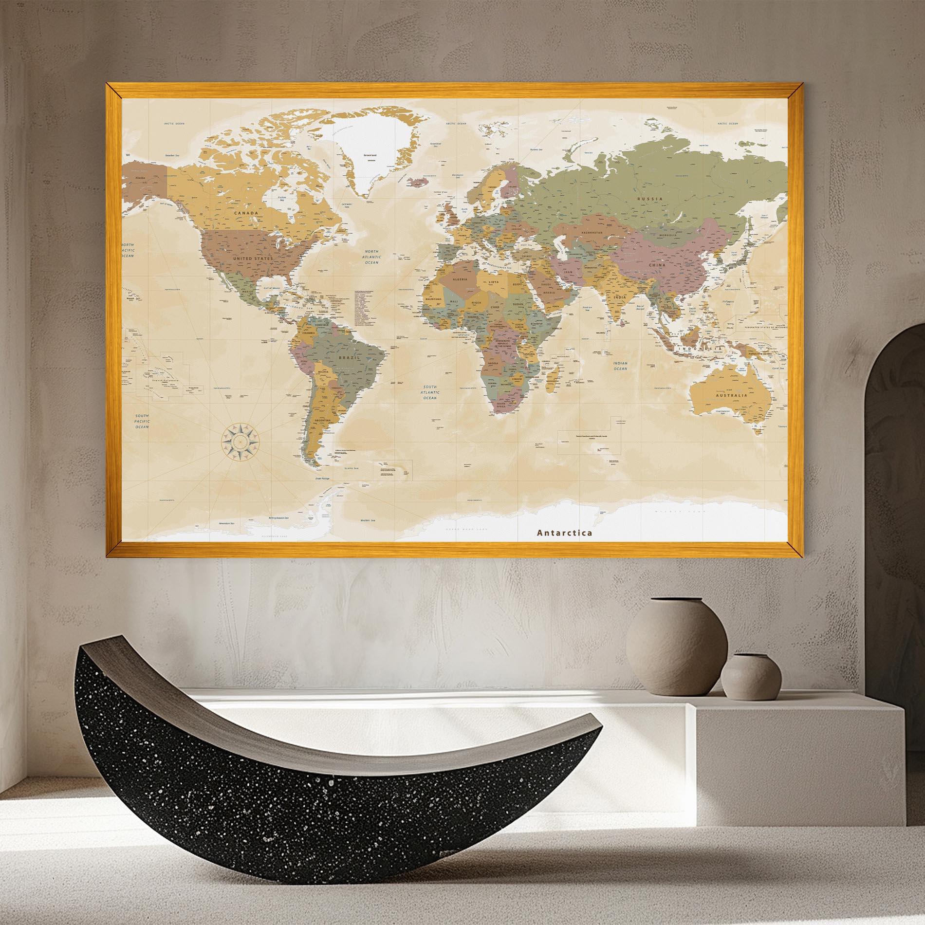 Tablou Canvas World Map Vintage mockup 8