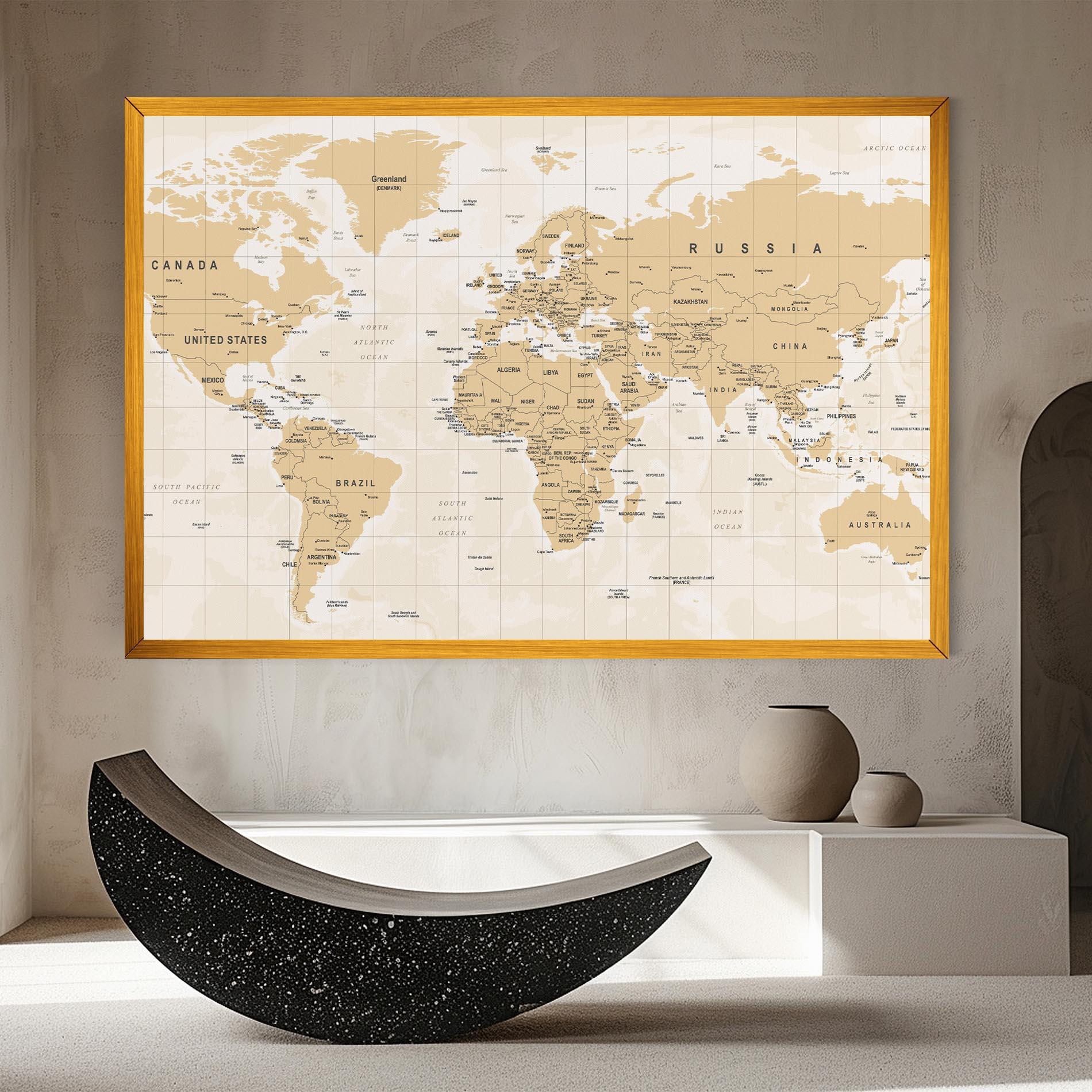 Tablou Canvas World Old Map mockup 8