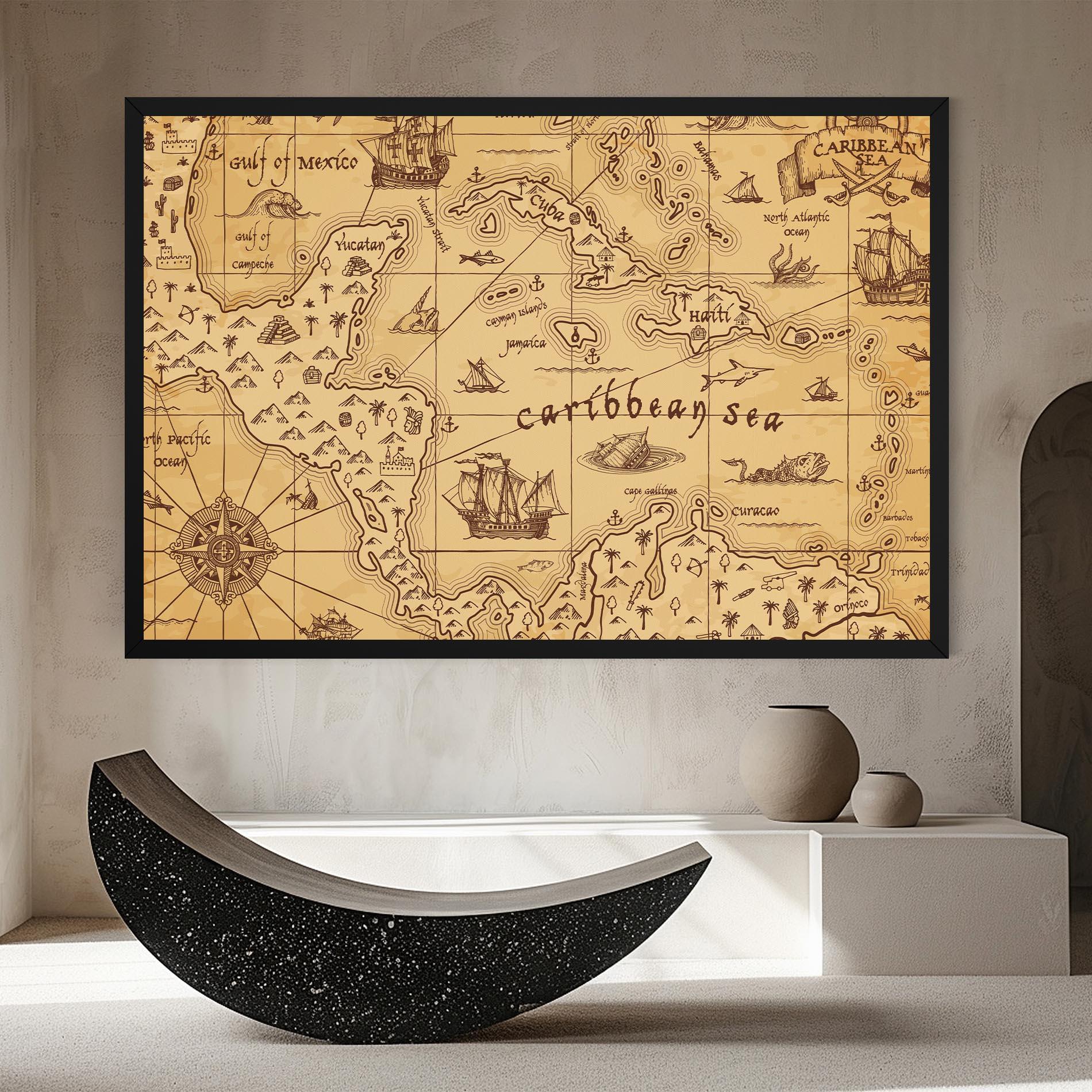 Tablou Canvas Caribbean Sea Map mockup 8