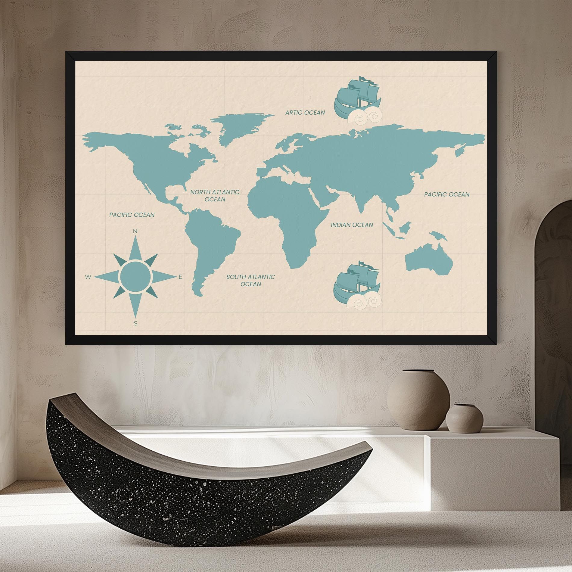 Cream Blue Map mockup 8