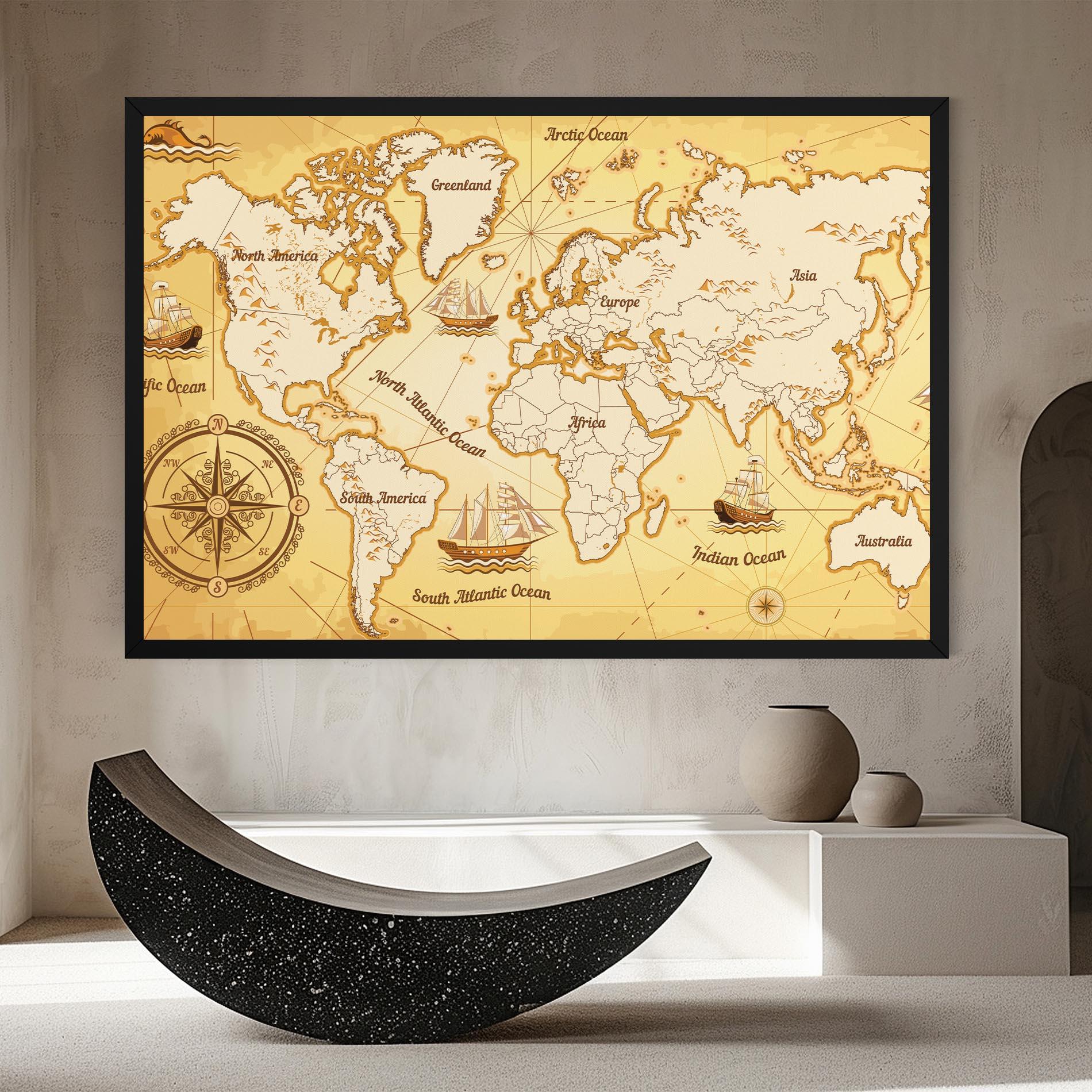 Tablou Canvas Gold Vintage Map mockup 8