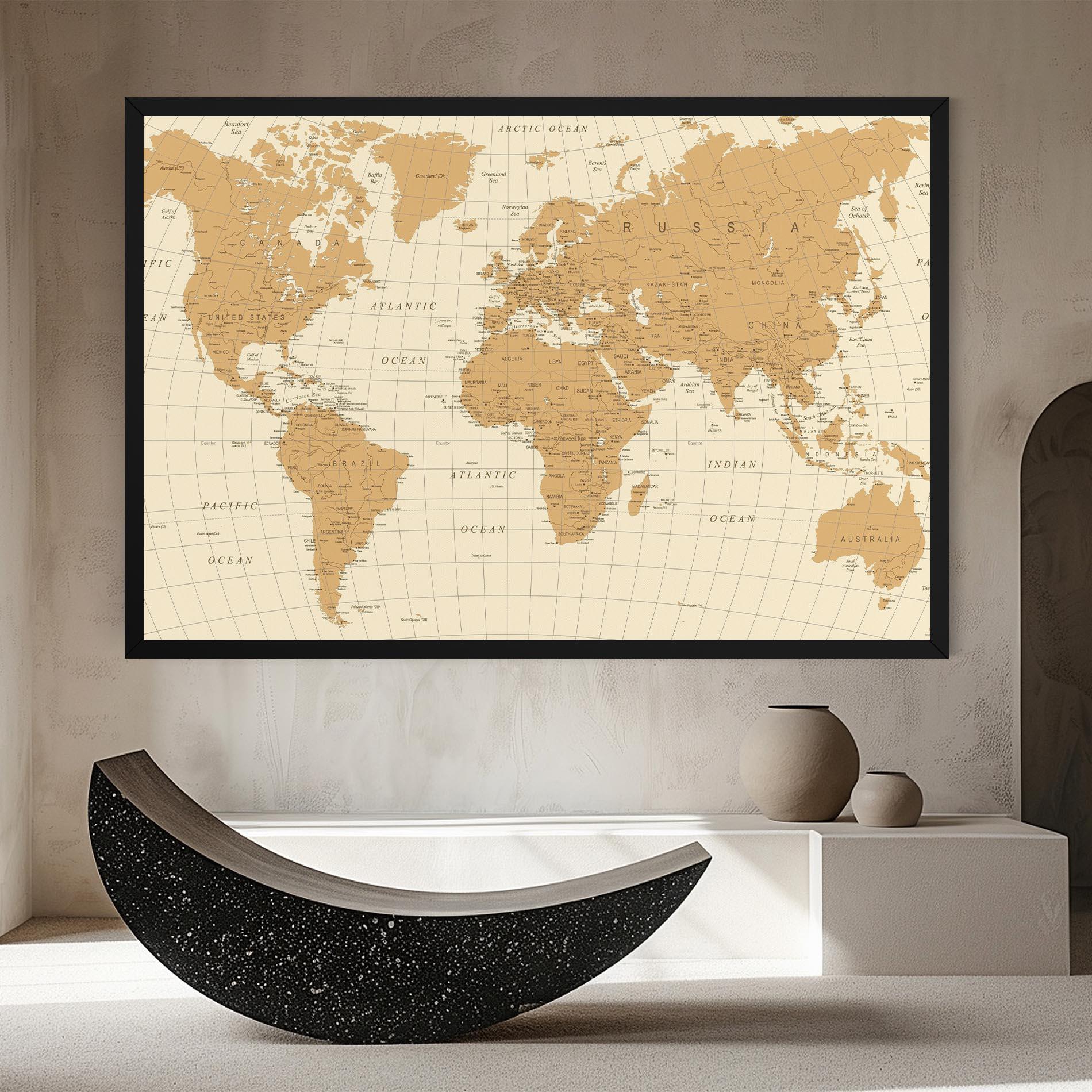Tablou Canvas Old Map Cream mockup 8